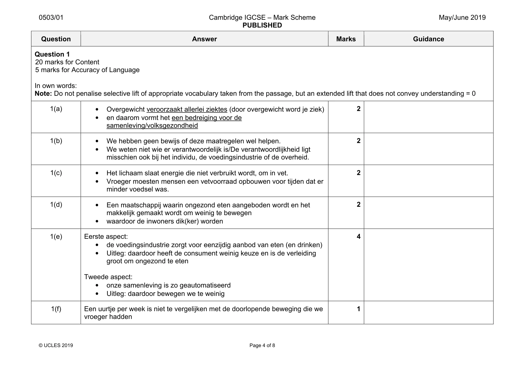 Mark scheme, page 4 of 8