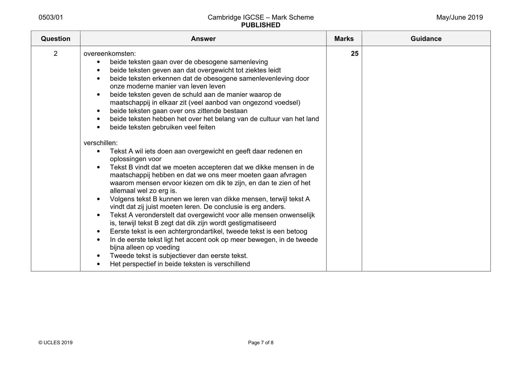 Mark scheme, page 7 of 8