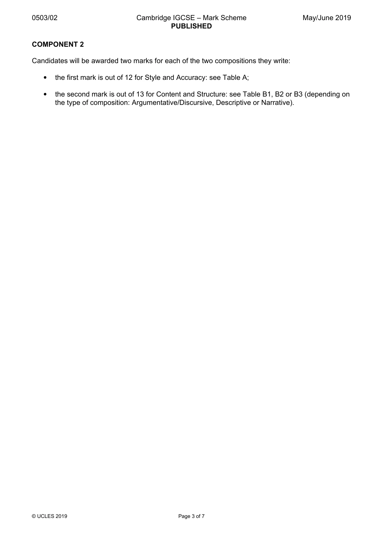 Mark scheme, page 3 of 7