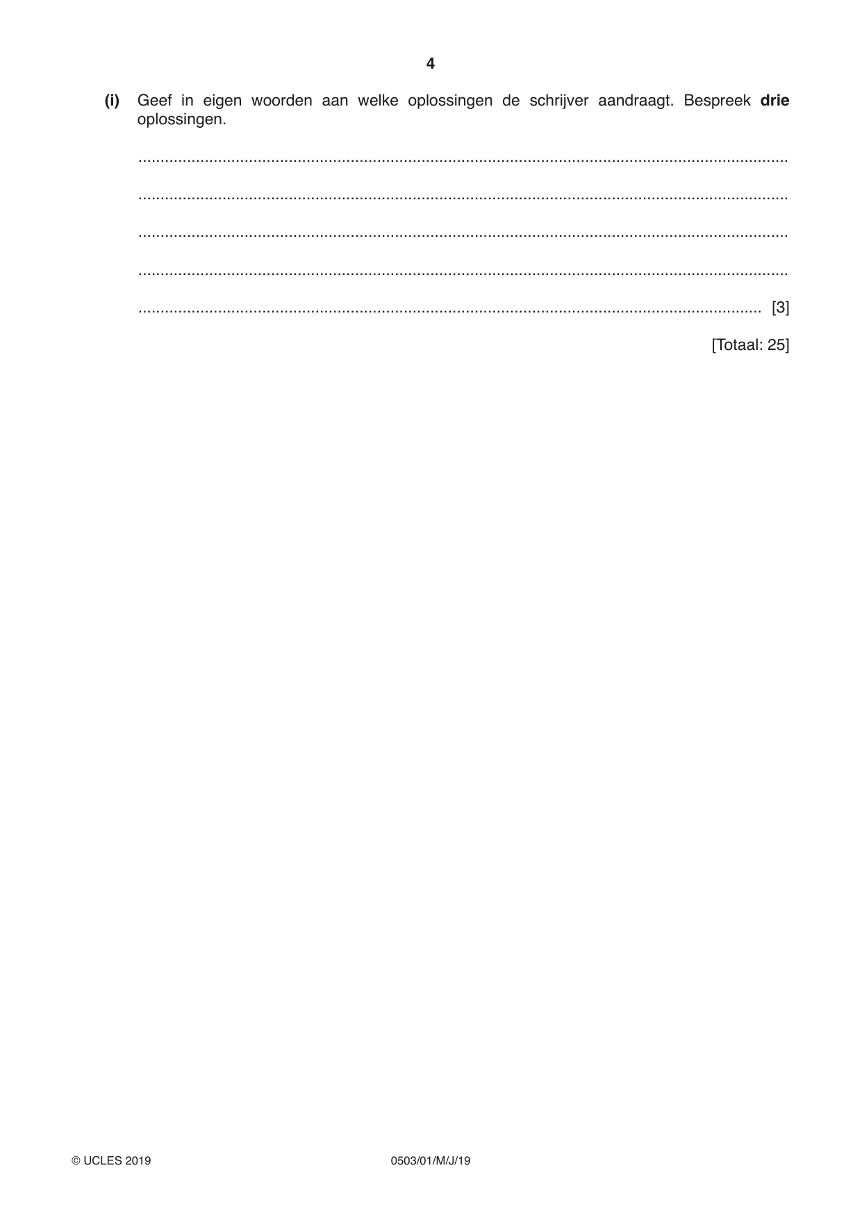 Cambridge IGCSE Dutch - First Language 0503 2019 May/June Paper 1 · Variant 1 question paper, page 4 of 8