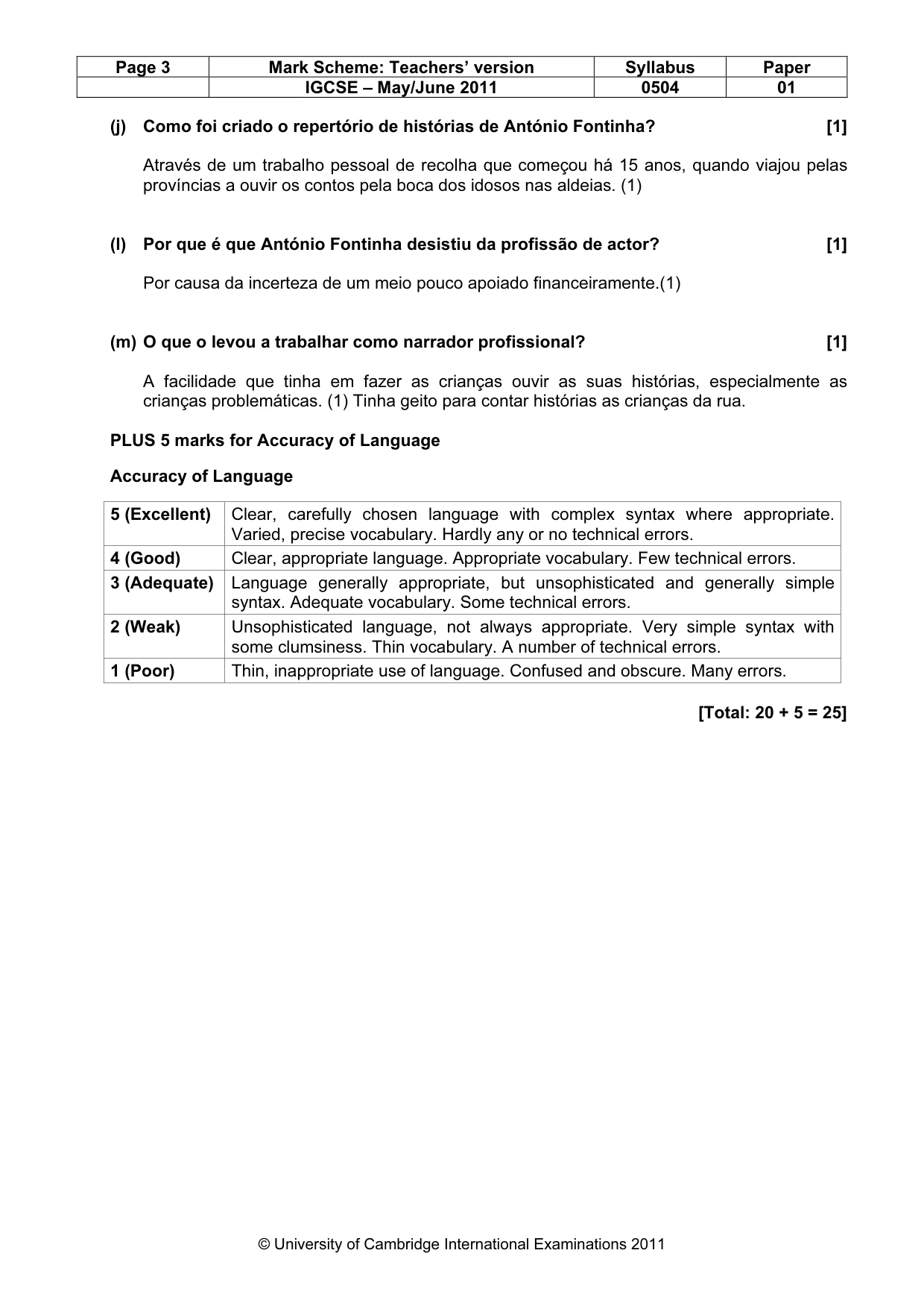 Mark scheme, page 3 of 5