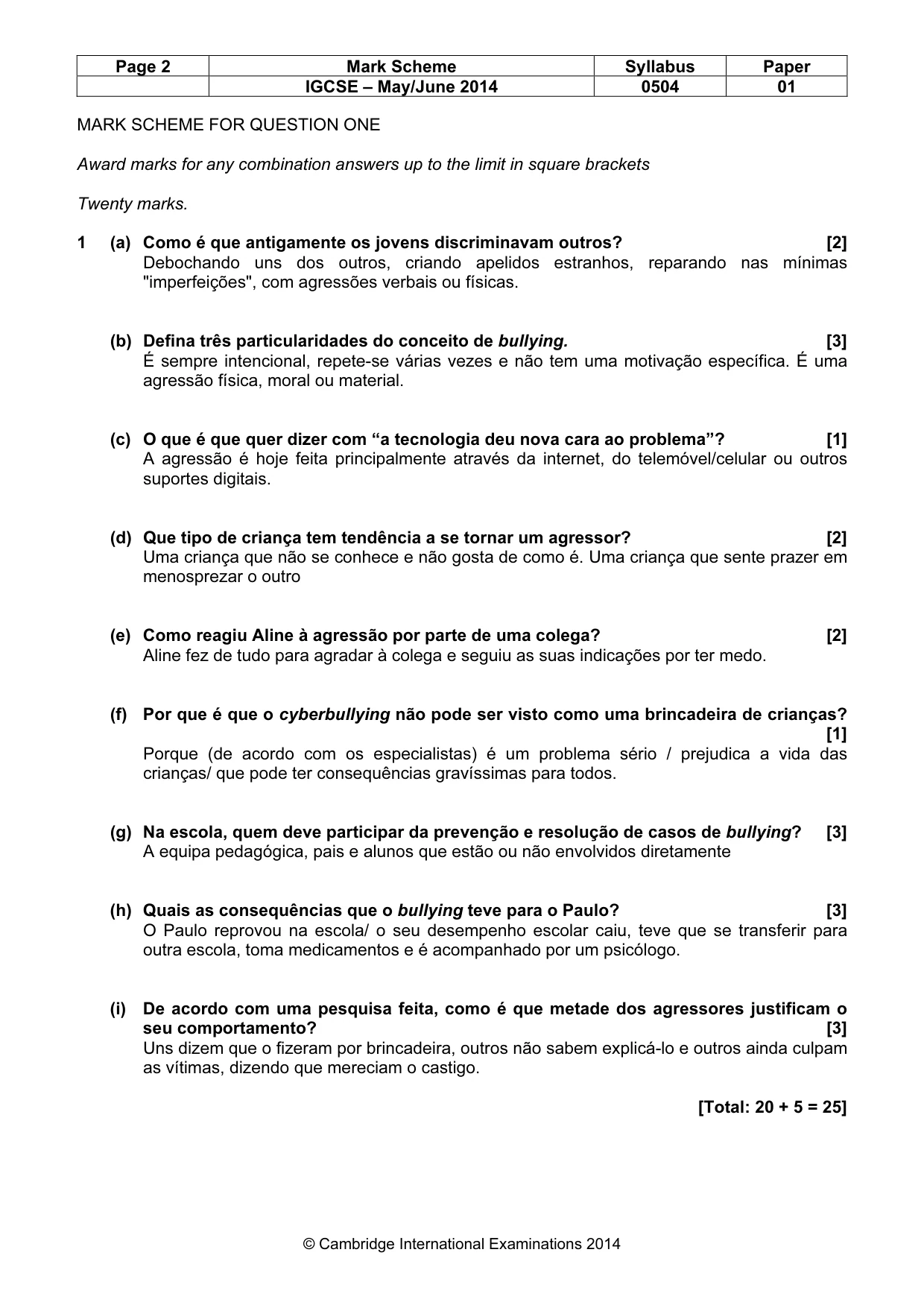 Mark scheme, page 2 of 4