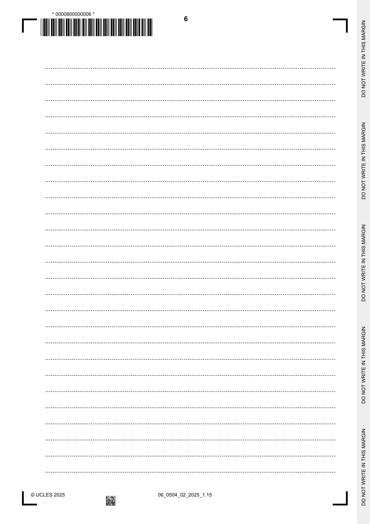 Cambridge IGCSE Portuguese - First Language 0504 2025 May/June Paper 2 · Variant 0 question paper, page 6 of 12