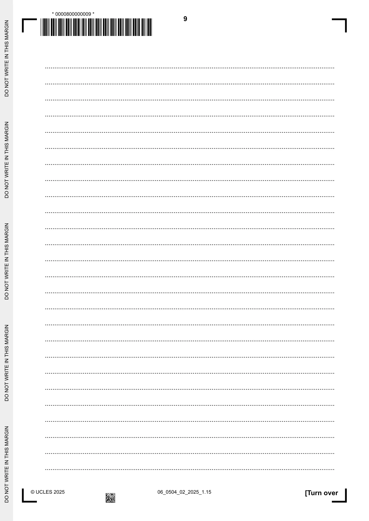Cambridge IGCSE Portuguese - First Language 0504 2025 May/June Paper 2 · Variant 0 question paper, page 9 of 12