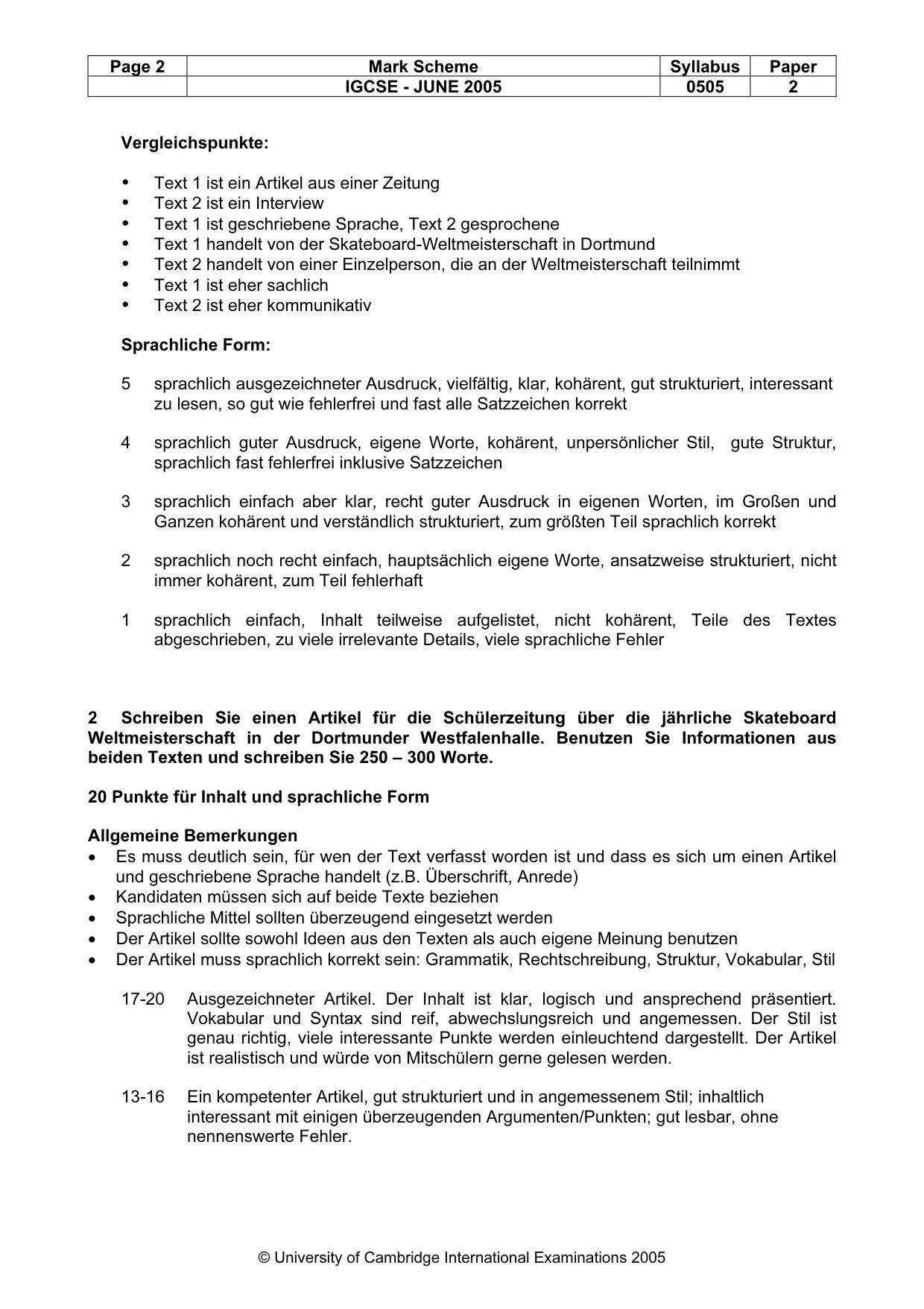 Mark scheme, page 5 of 7