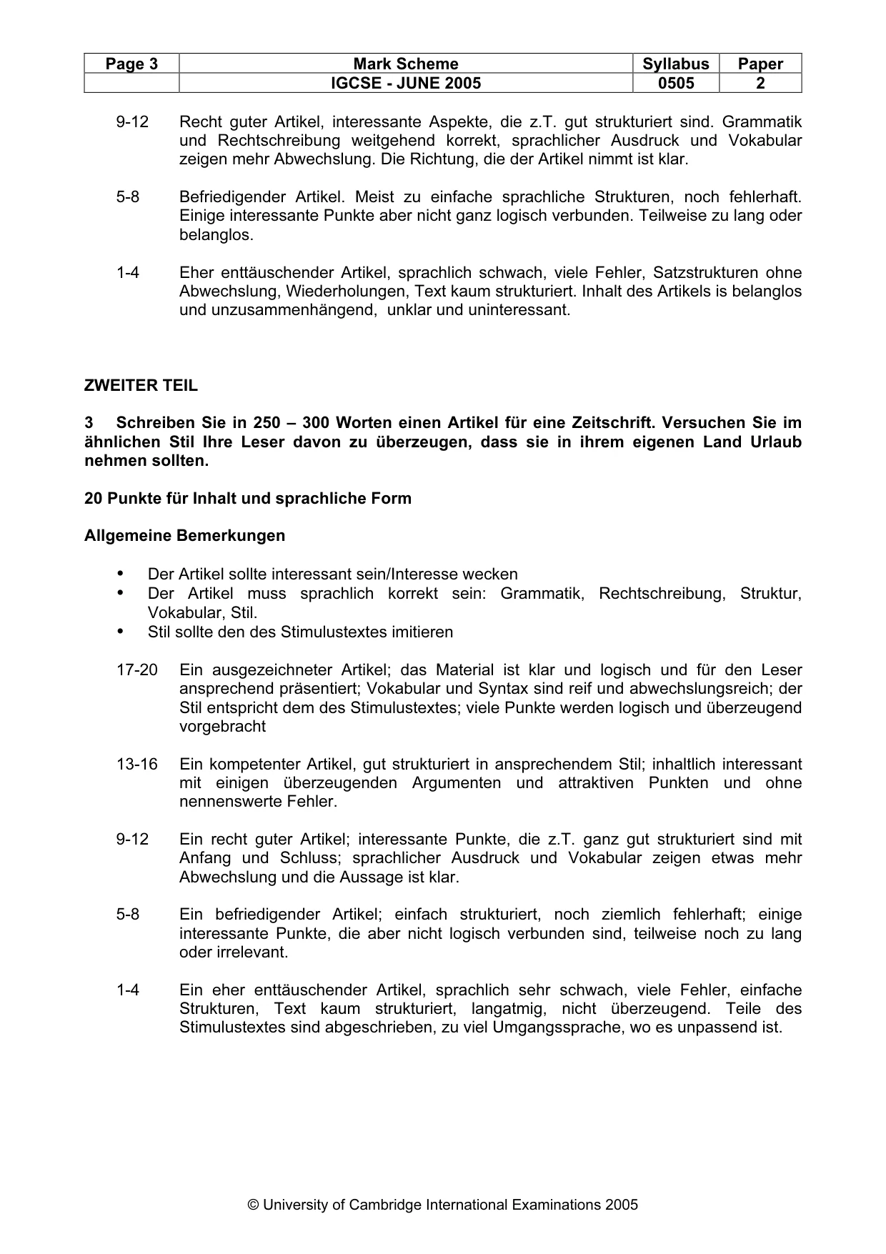 Mark scheme, page 6 of 7