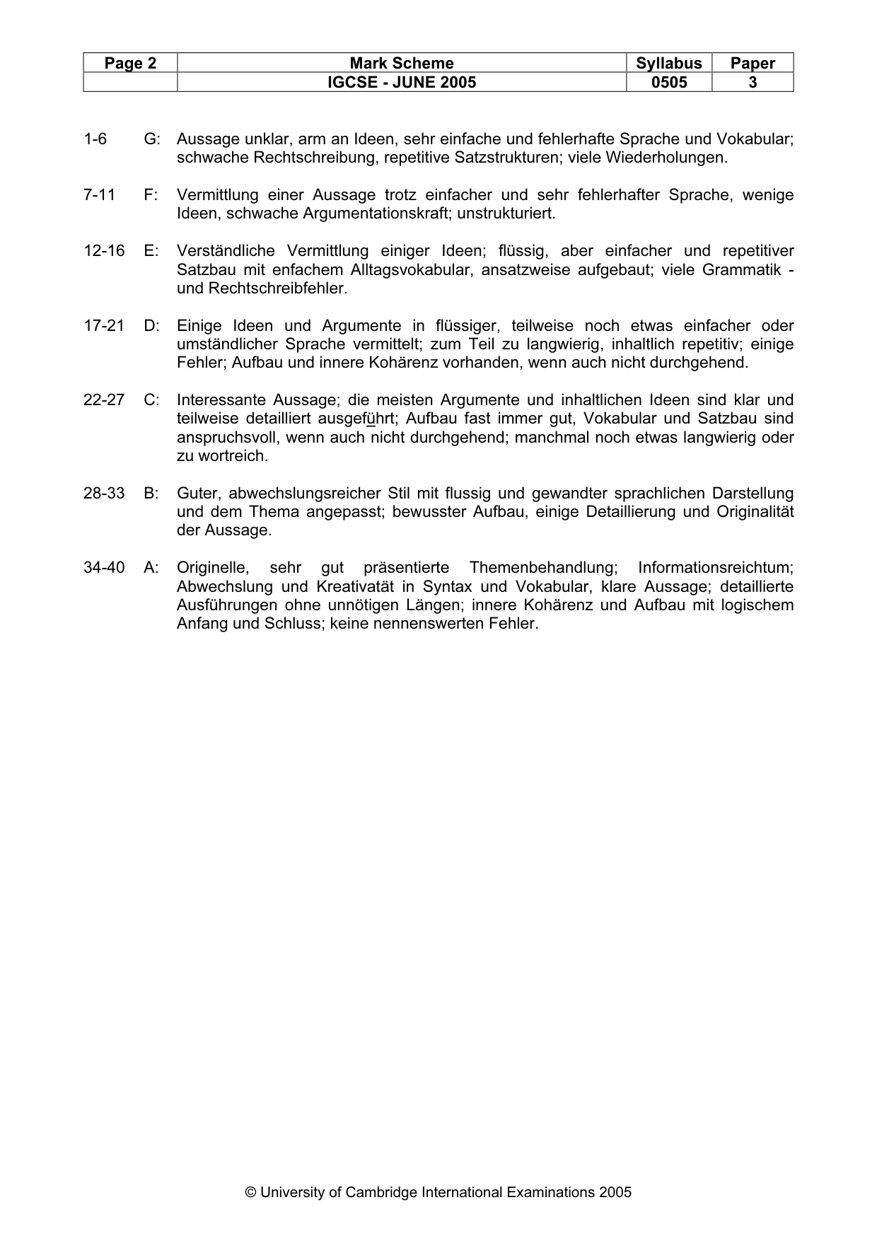 Mark scheme, page 5 of 5