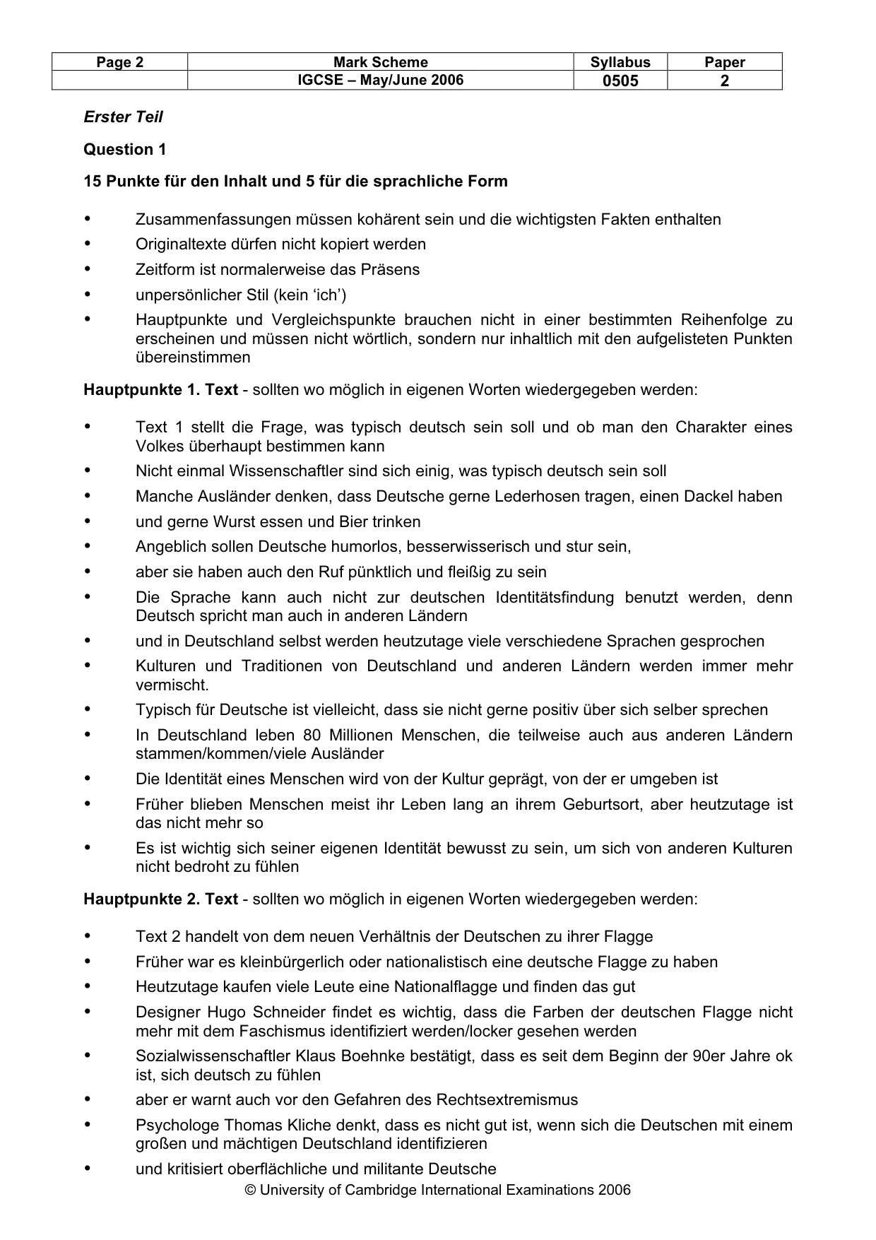 Mark scheme, page 2 of 4