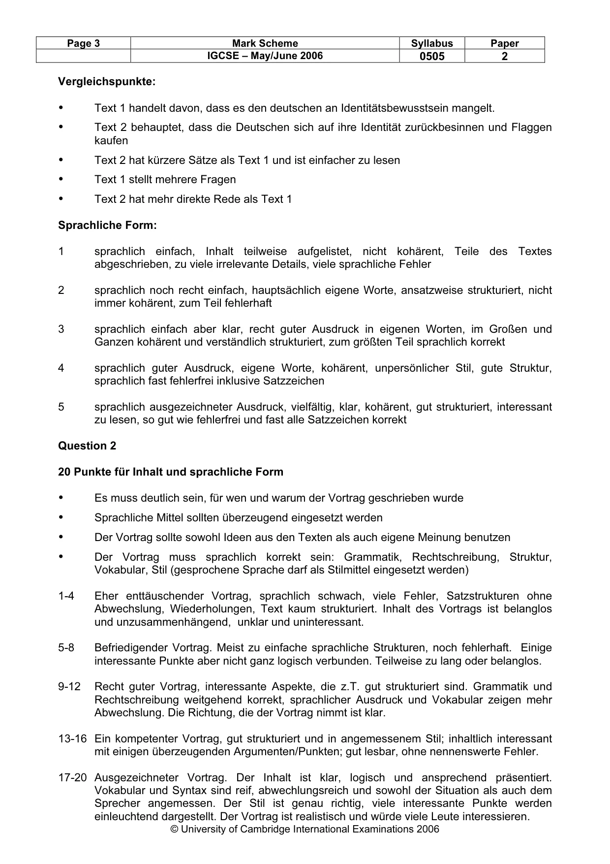 Mark scheme, page 3 of 4