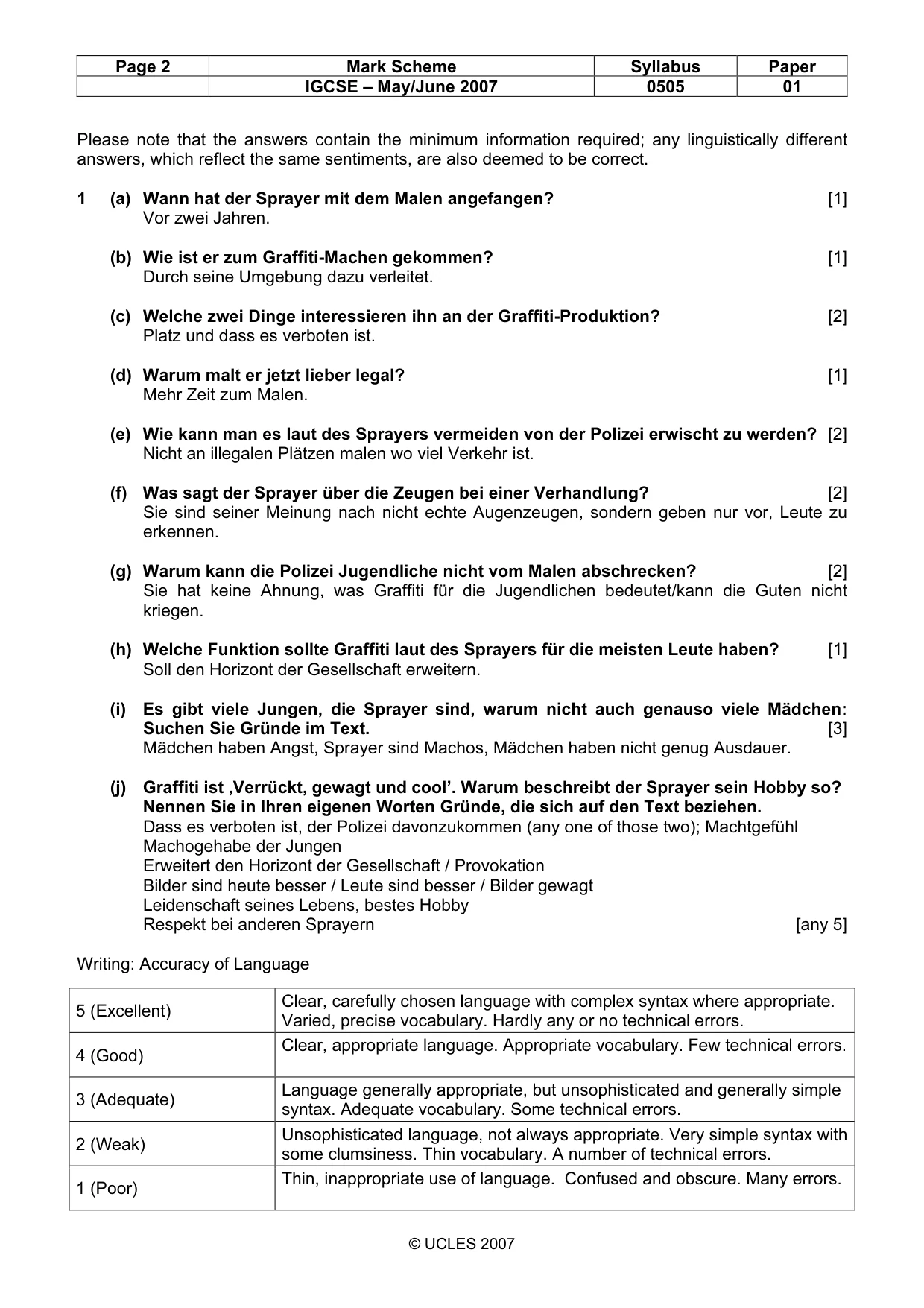Mark scheme, page 2 of 4