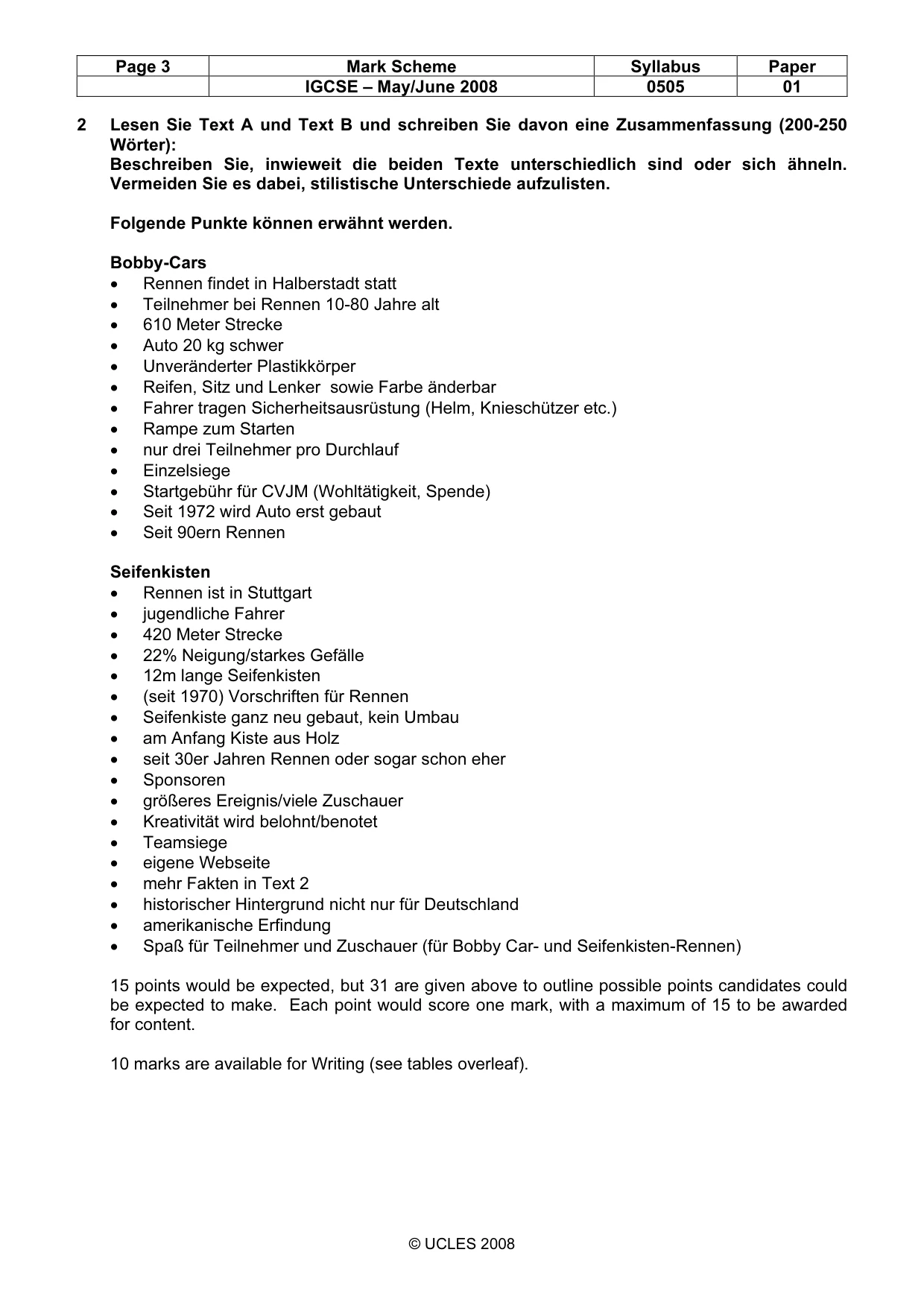 Mark scheme, page 3 of 4