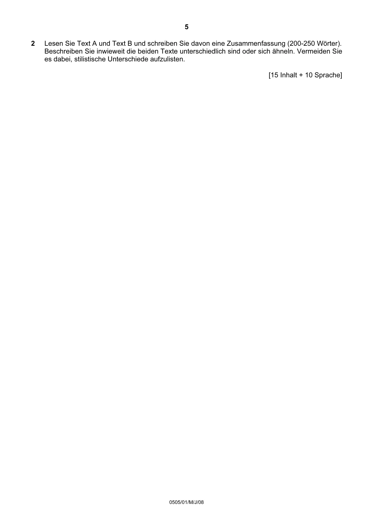 Cambridge IGCSE German - First Language 0505 2008 May/June Paper 1 · Variant 1 question paper, page 5 of 8