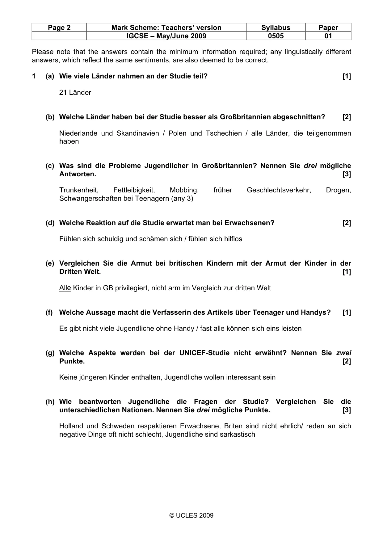 Mark scheme, page 2 of 4
