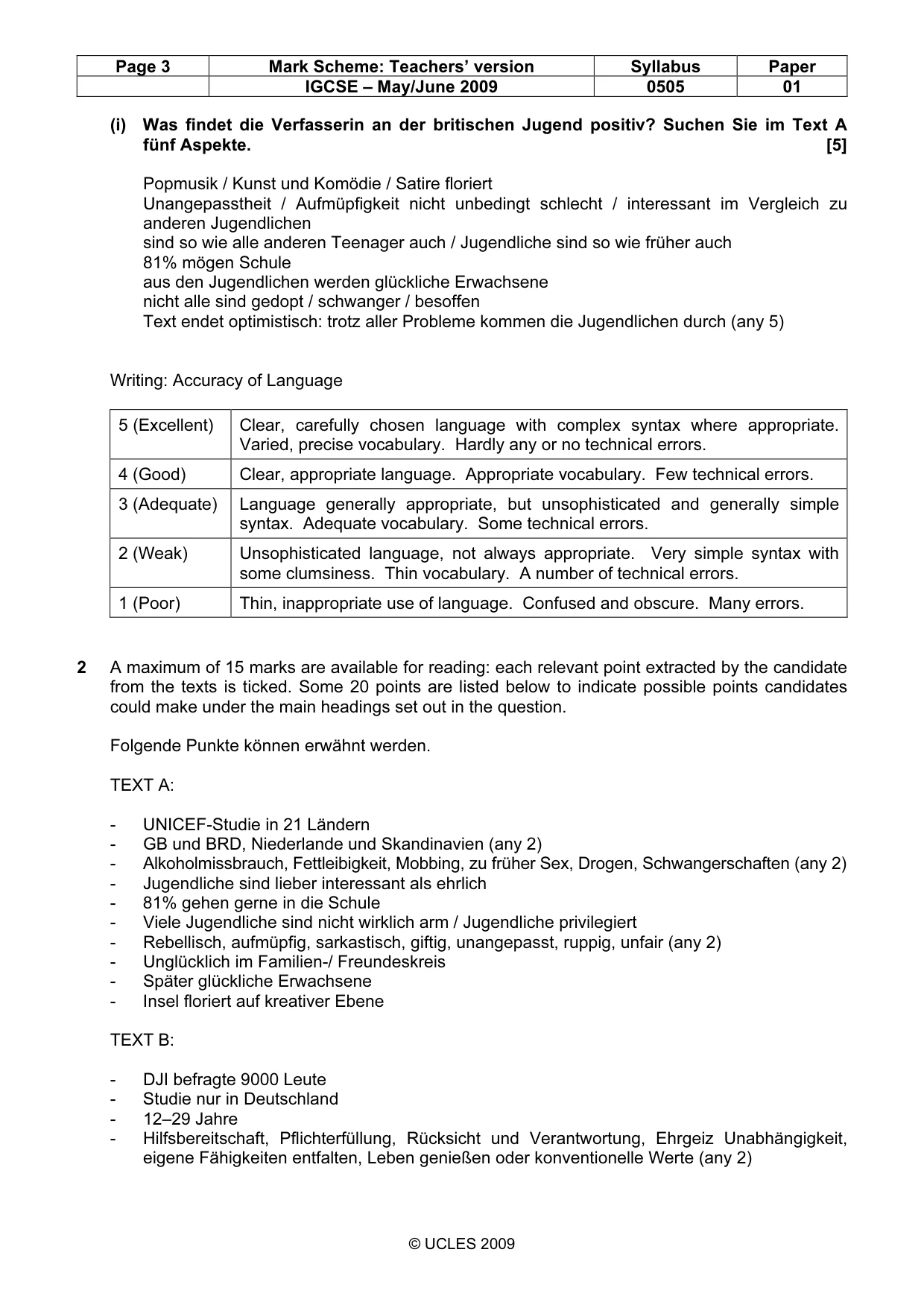 Mark scheme, page 3 of 4