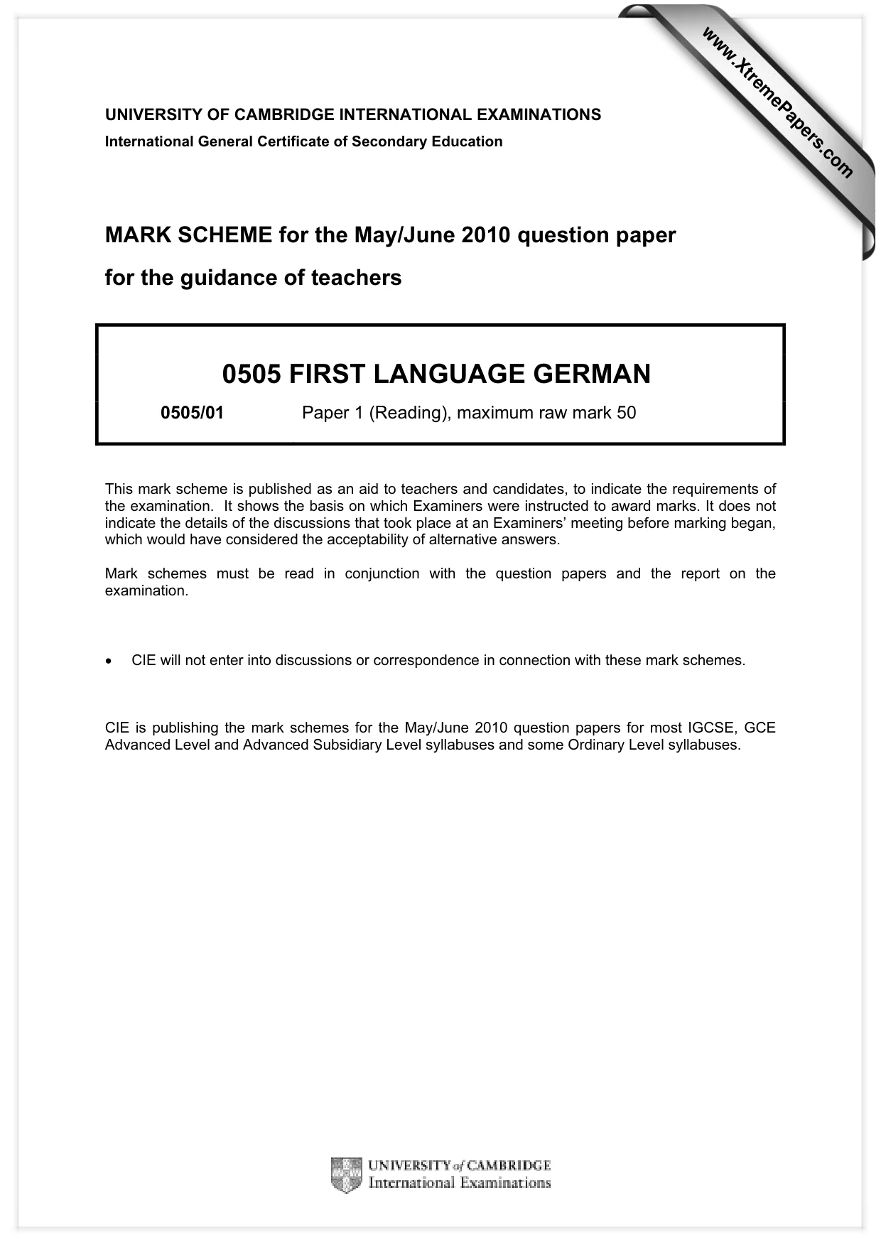Mark scheme, page 1 of 5