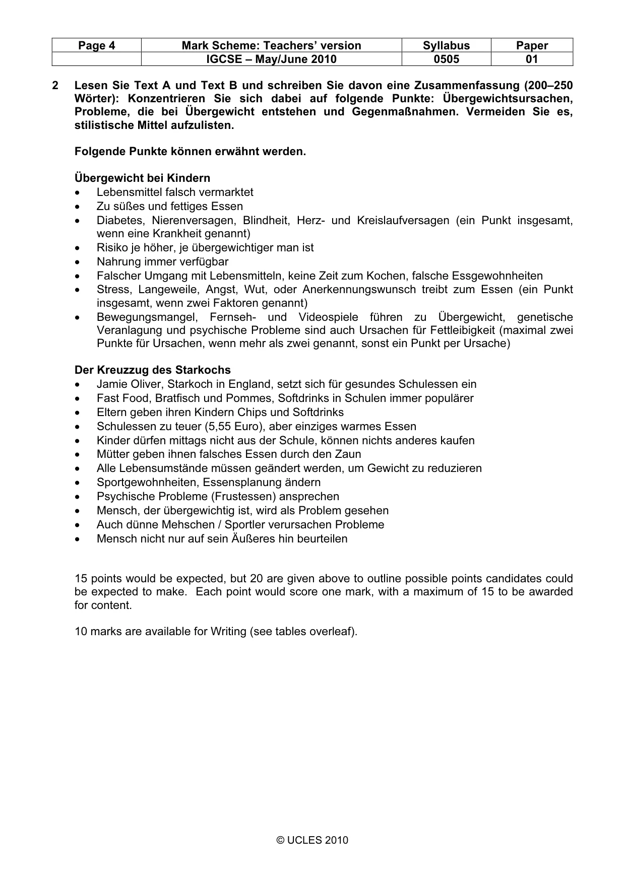 Mark scheme, page 4 of 5
