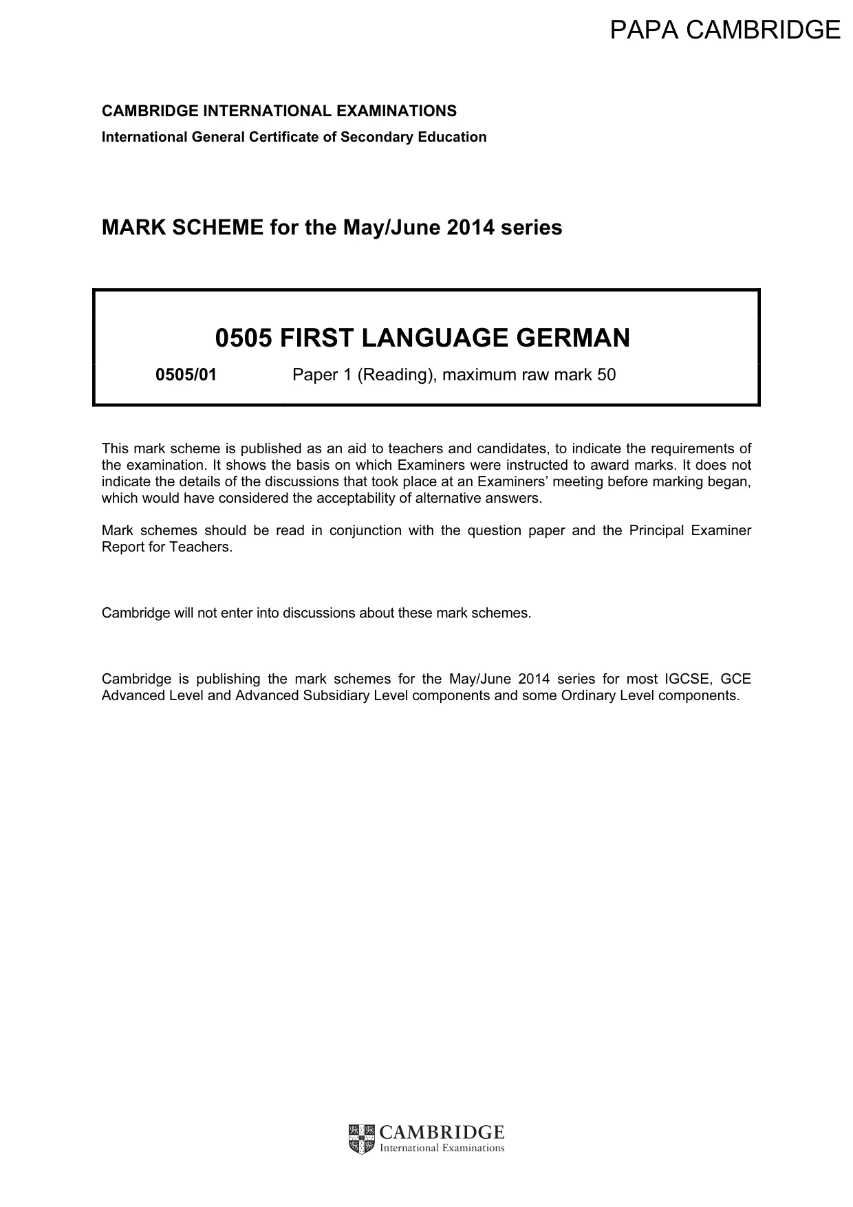 Mark scheme, page 1 of 5
