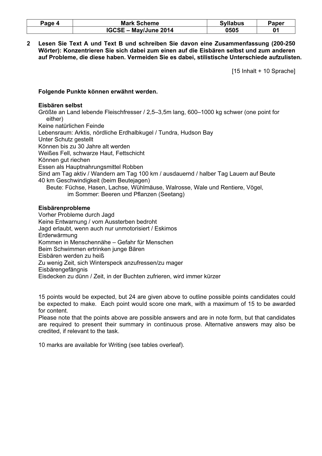 Mark scheme, page 4 of 5