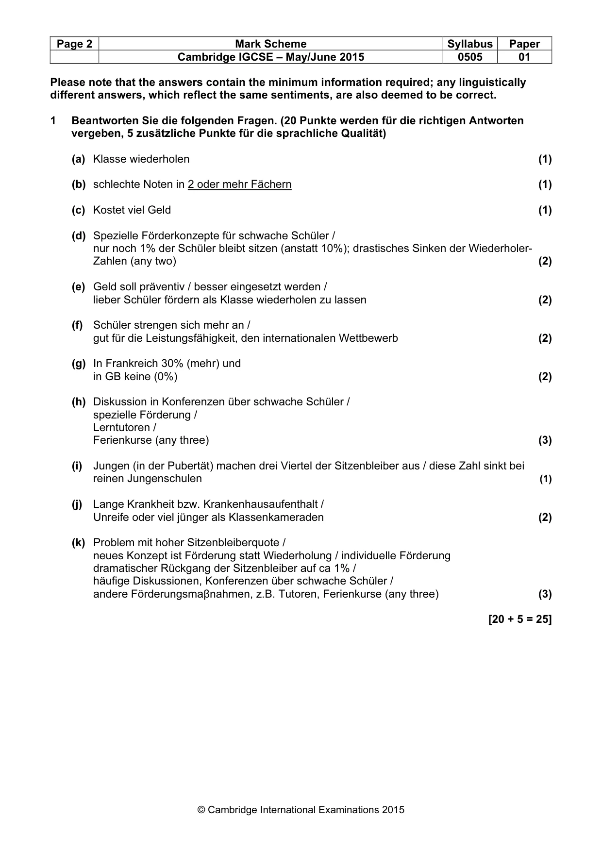 Mark scheme, page 2 of 4