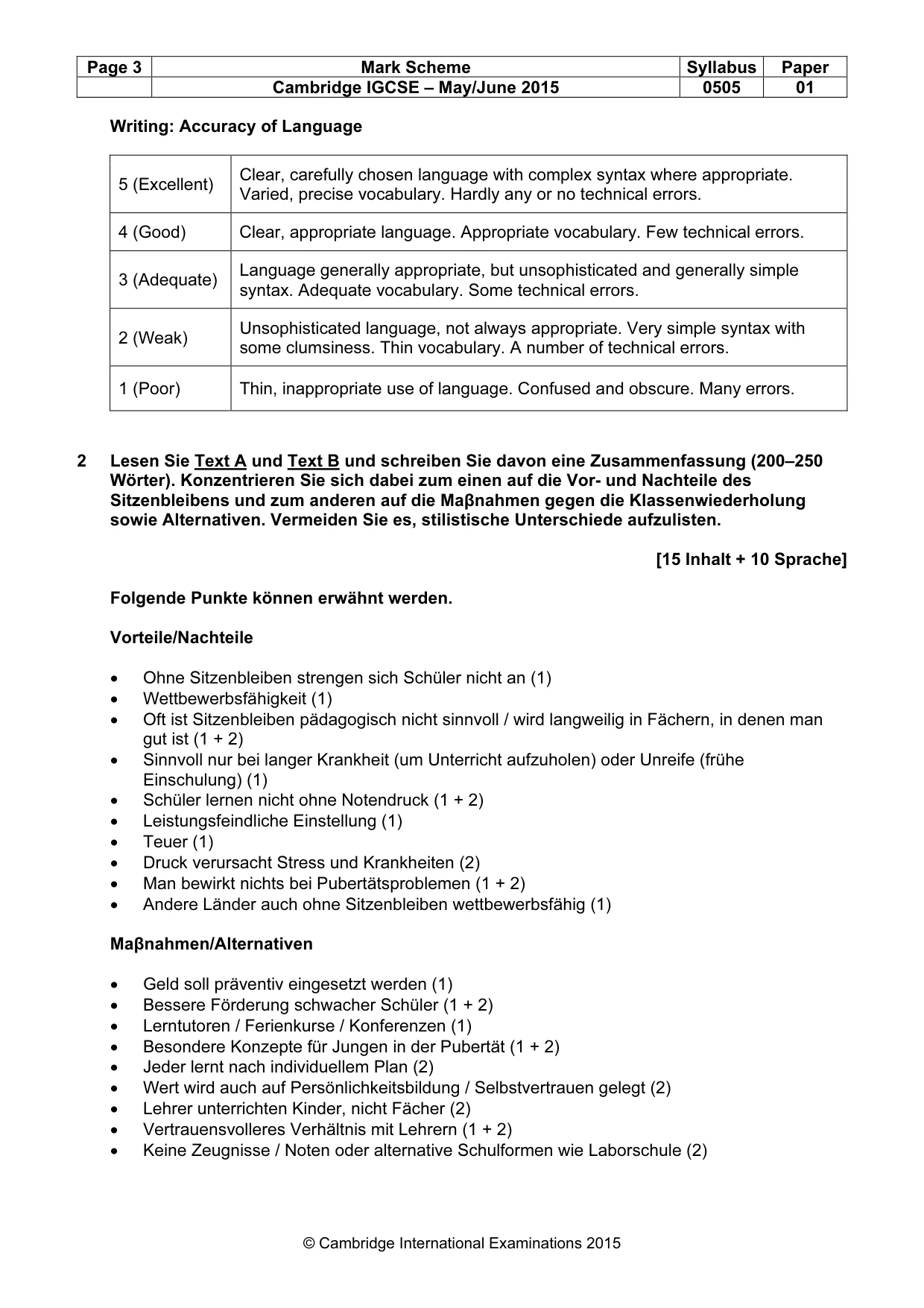 Mark scheme, page 3 of 4