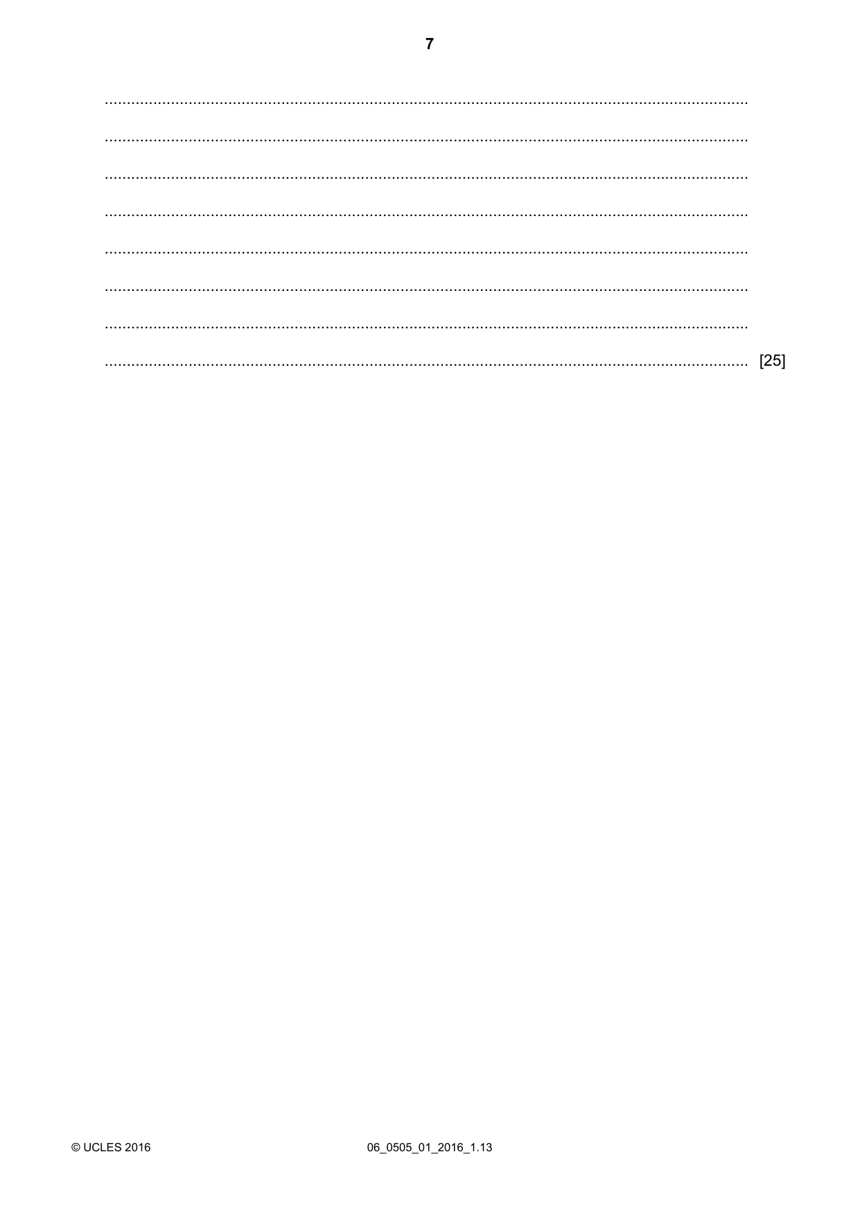 Cambridge IGCSE German - First Language 0505 2016 May/June Paper 1 · Variant 0 question paper, page 7 of 8