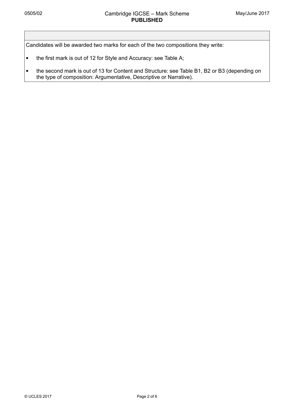 Mark scheme, page 2 of 6