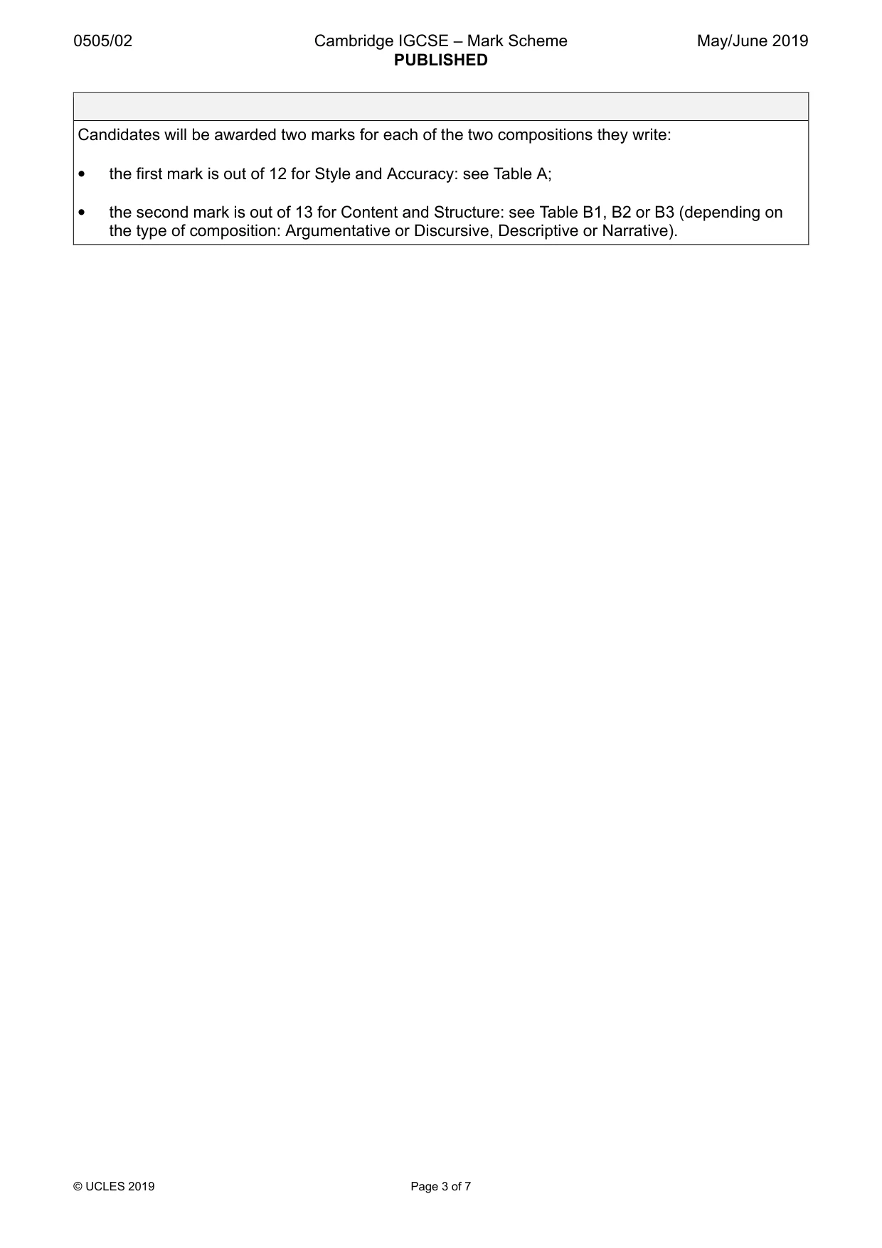 Mark scheme, page 3 of 7