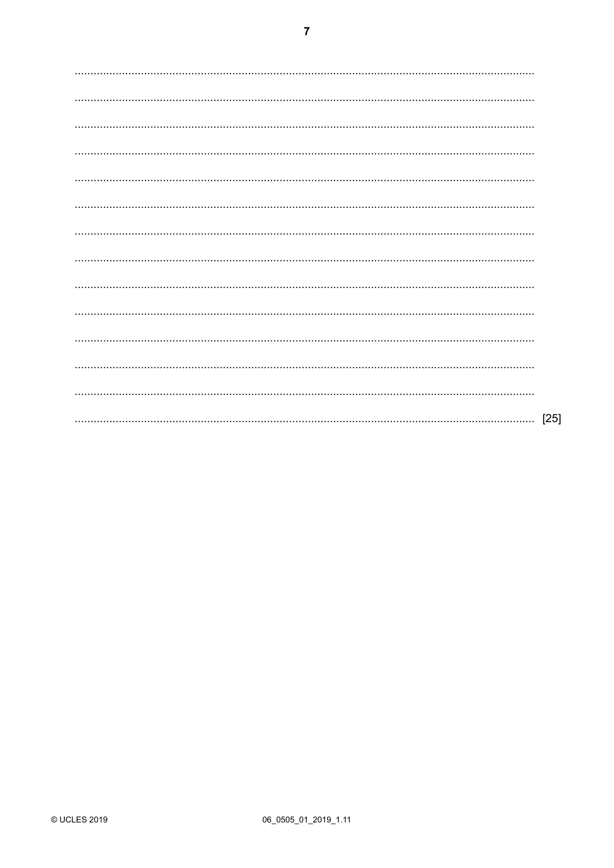 Cambridge IGCSE German - First Language 0505 2019 May/June Paper 1 · Variant 1 question paper, page 7 of 8