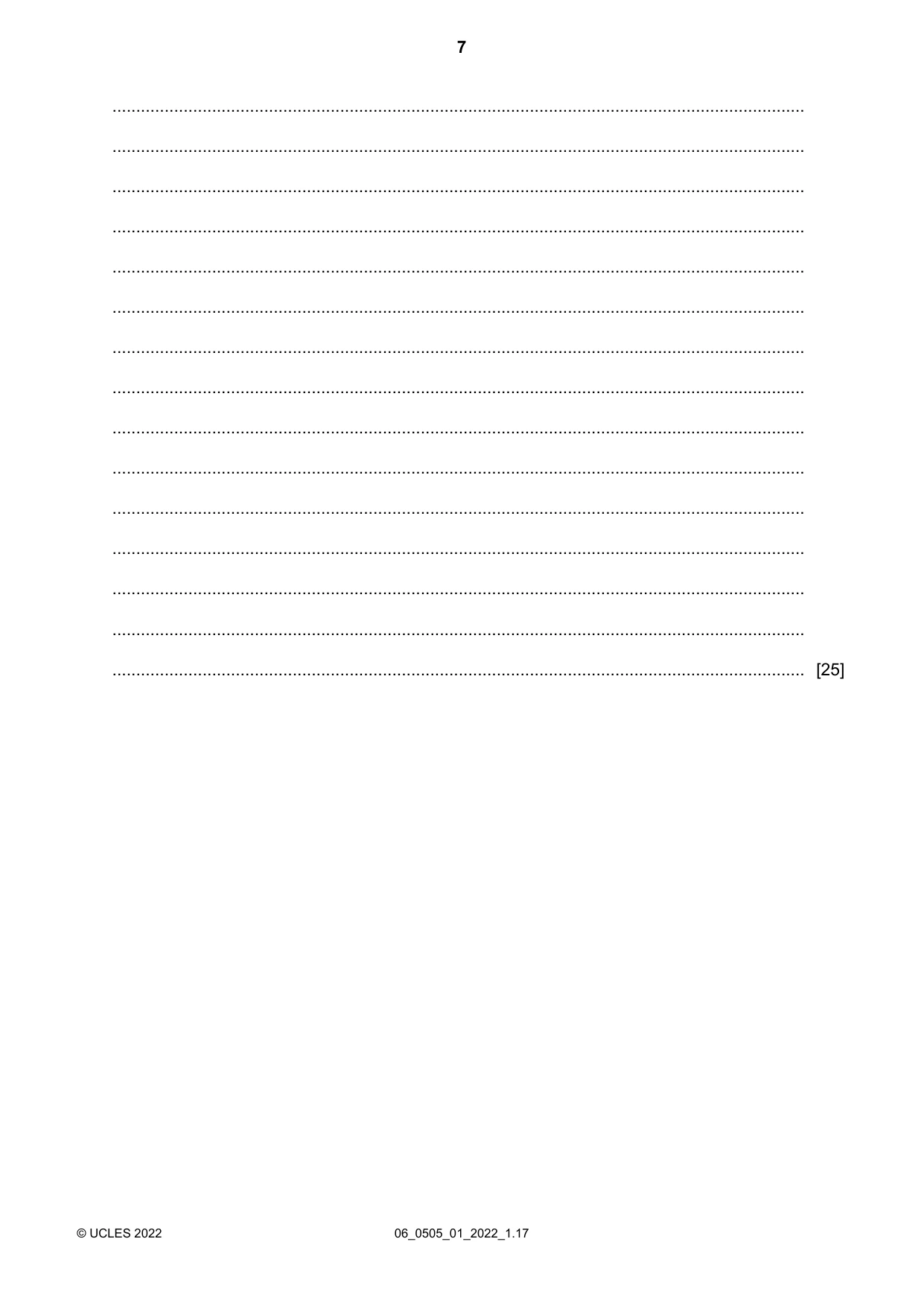 Cambridge IGCSE German - First Language 0505 2022 May/June Paper 1 · Variant 0 question paper, page 7 of 8