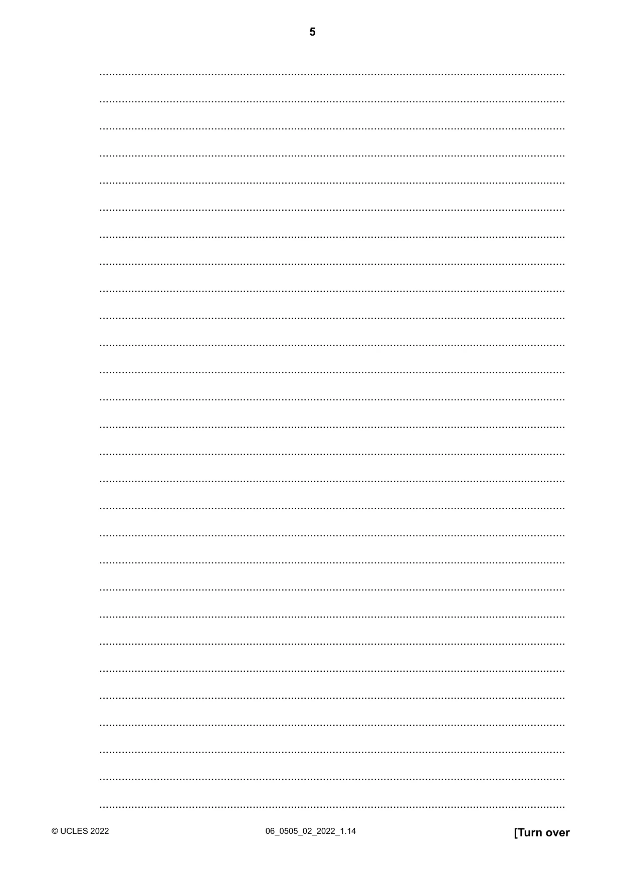 Cambridge IGCSE German - First Language 0505 2022 May/June Paper 2 · Variant 0 question paper, page 5 of 12