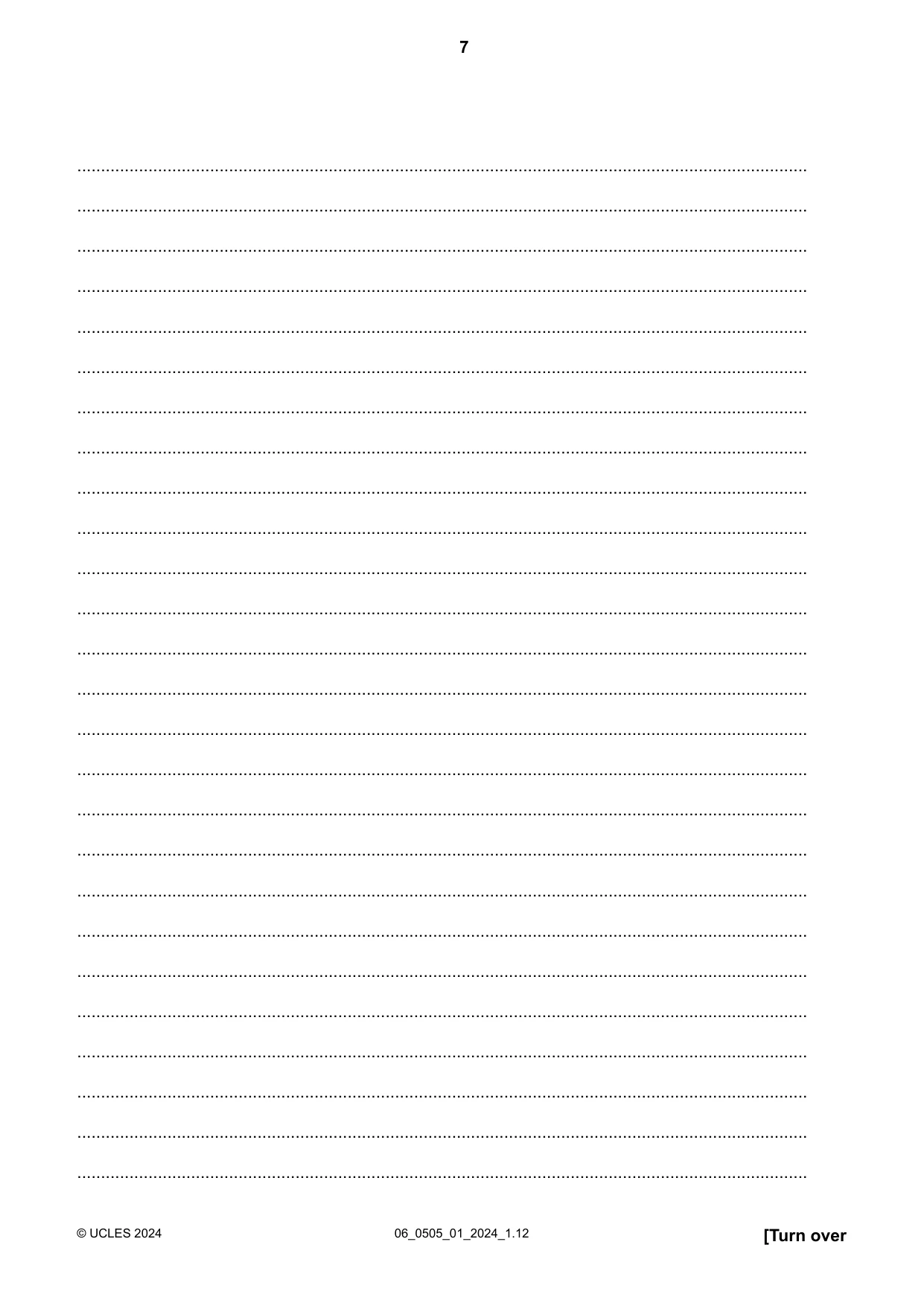 Cambridge IGCSE German - First Language 0505 2024 May/June Paper 1 · Variant 0 question paper, page 7 of 8