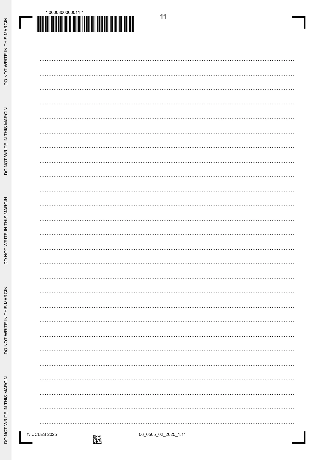 Cambridge IGCSE German - First Language 0505 2025 May/June Paper 2 · Variant 0 question paper, page 11 of 12