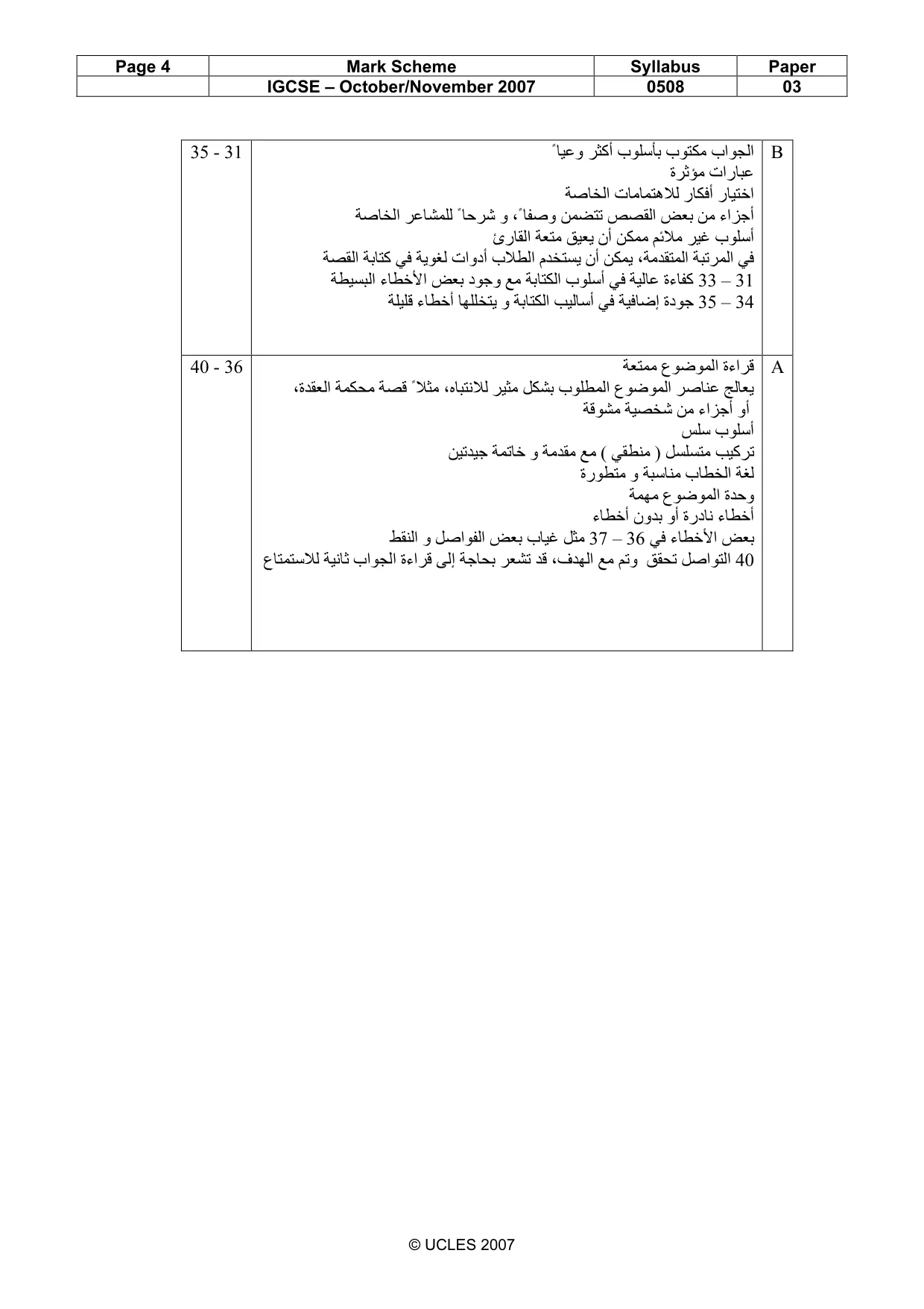 Mark scheme, page 4 of 4