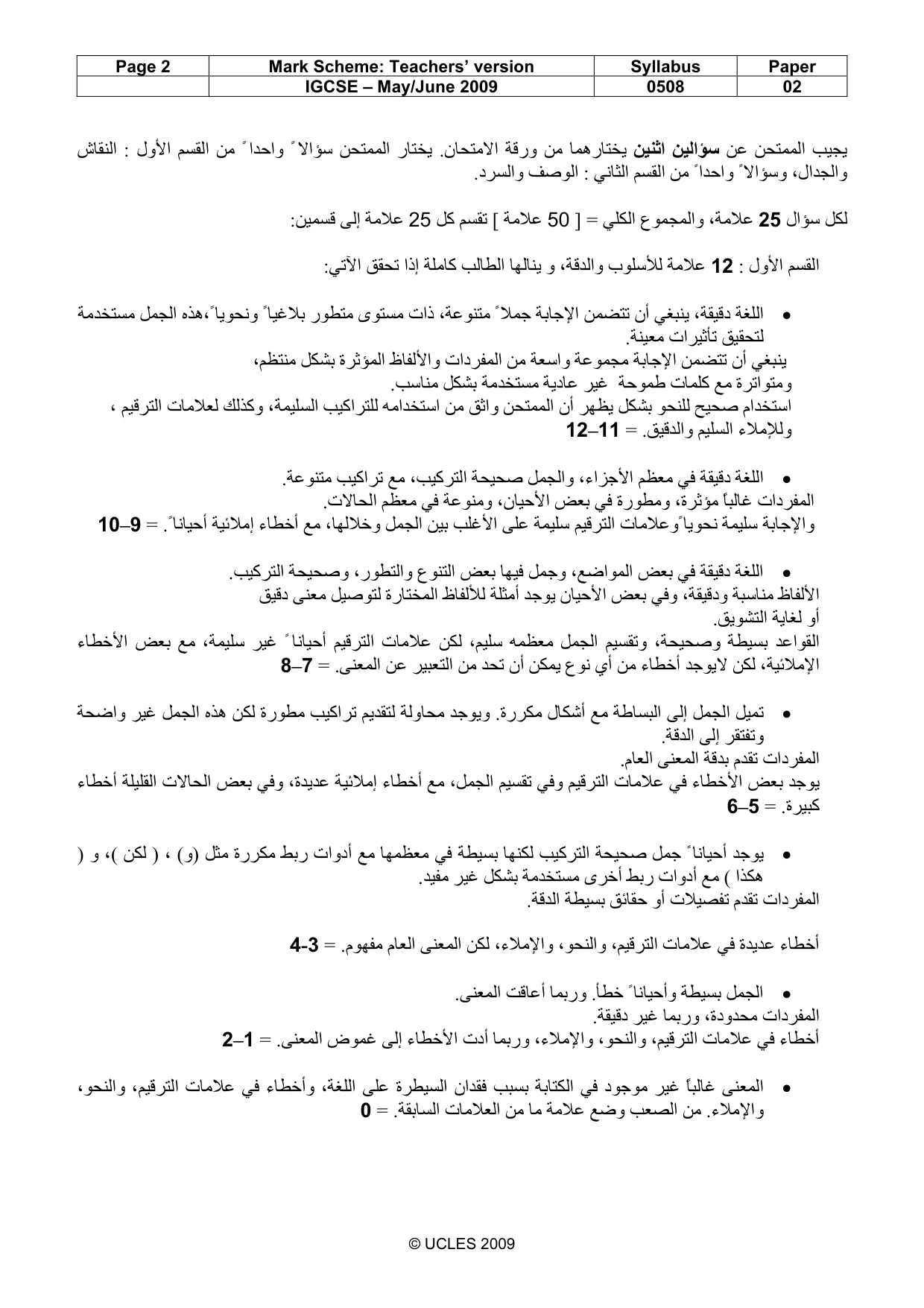 Mark scheme, page 2 of 3