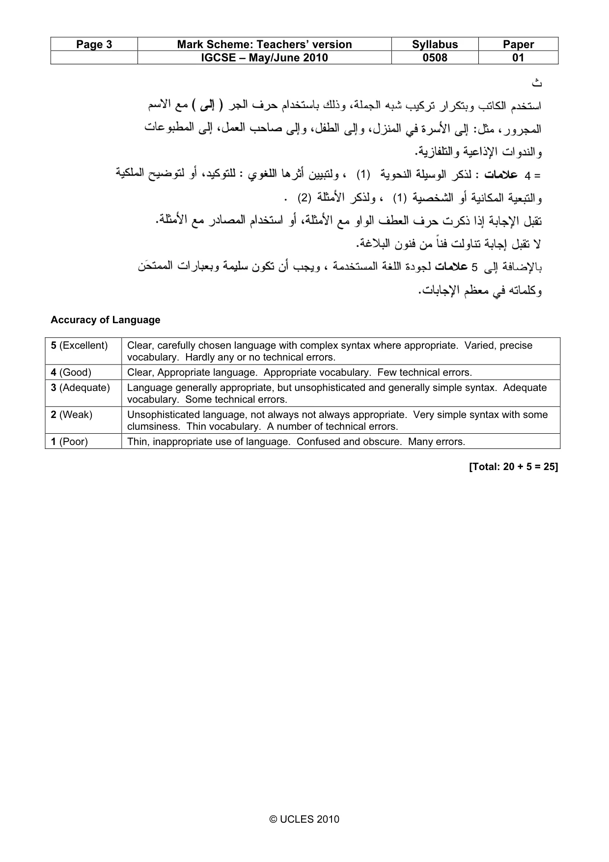 Mark scheme, page 3 of 5