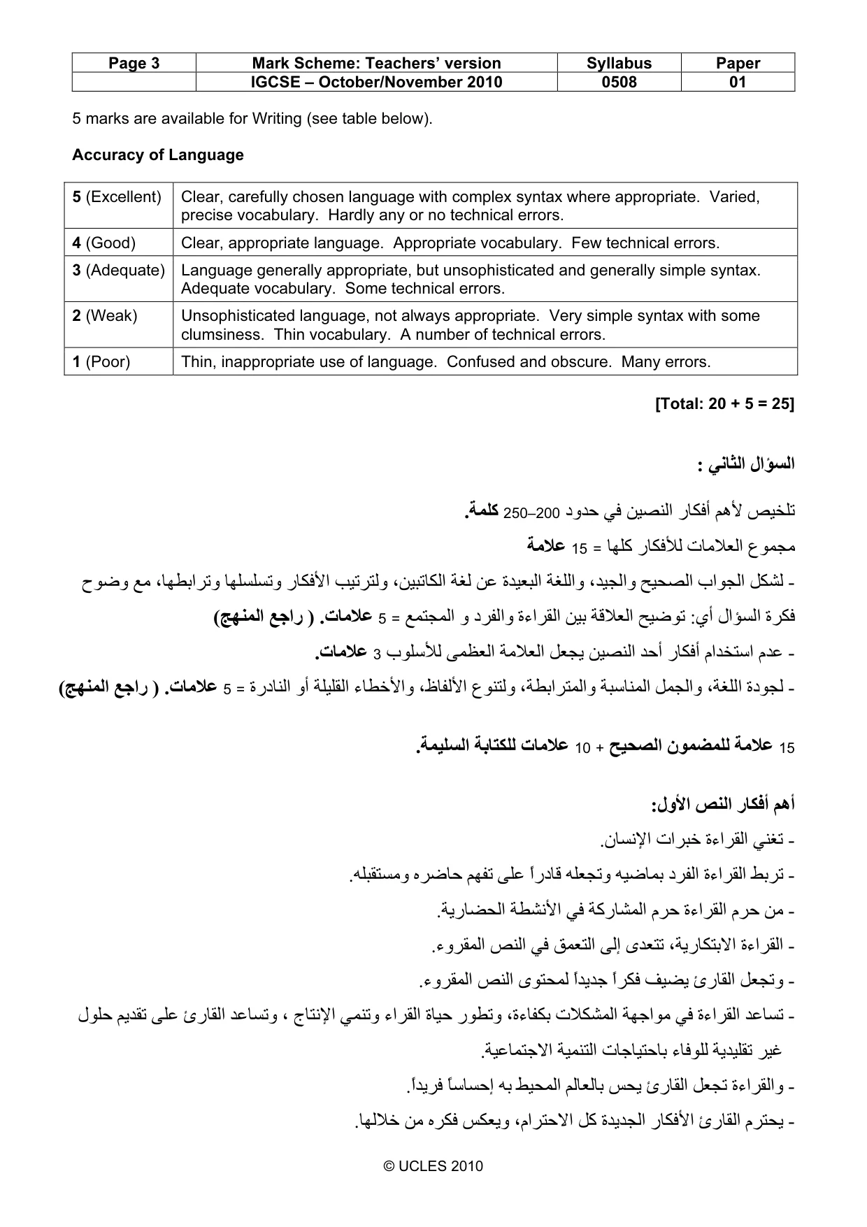 Mark scheme, page 3 of 4