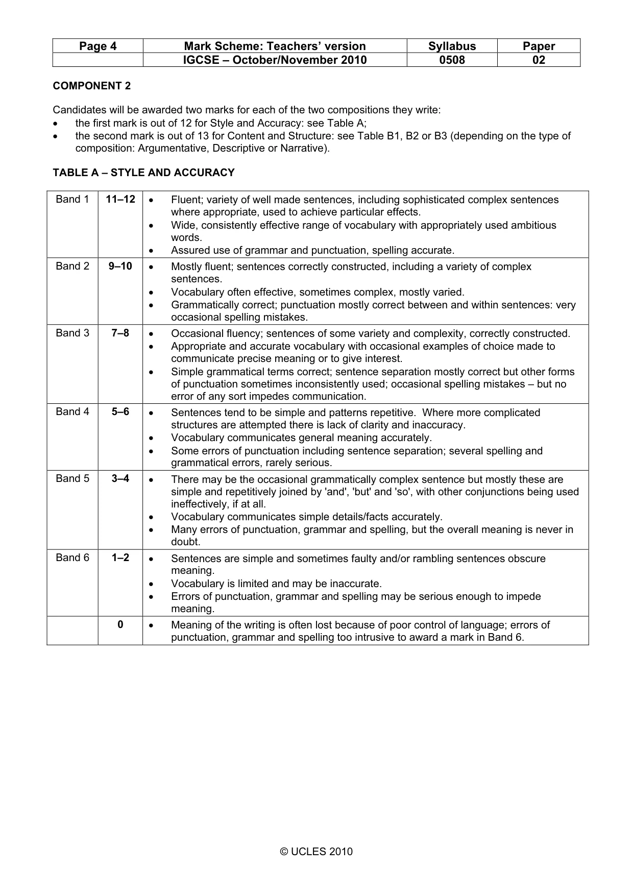 Mark scheme, page 4 of 7