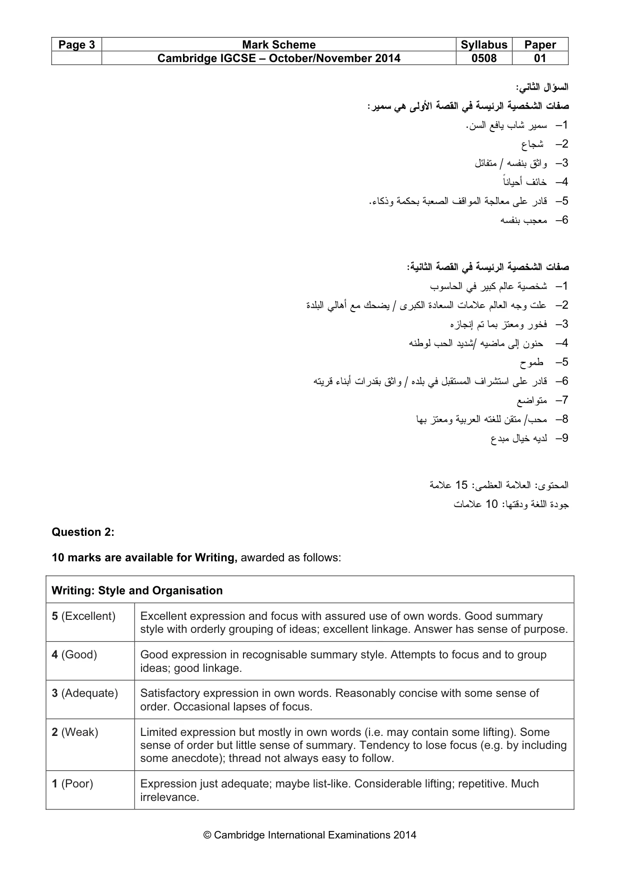 Mark scheme, page 4 of 5