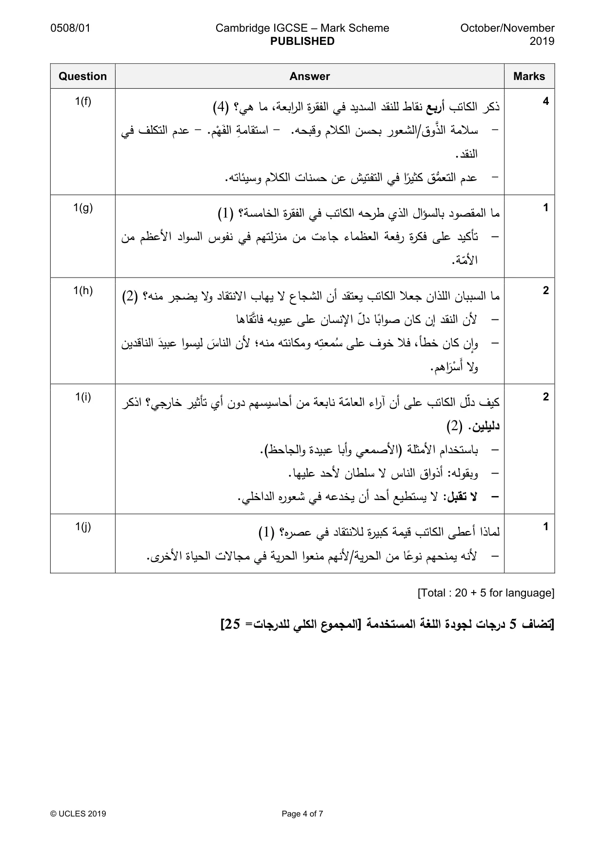 Mark scheme, page 4 of 7