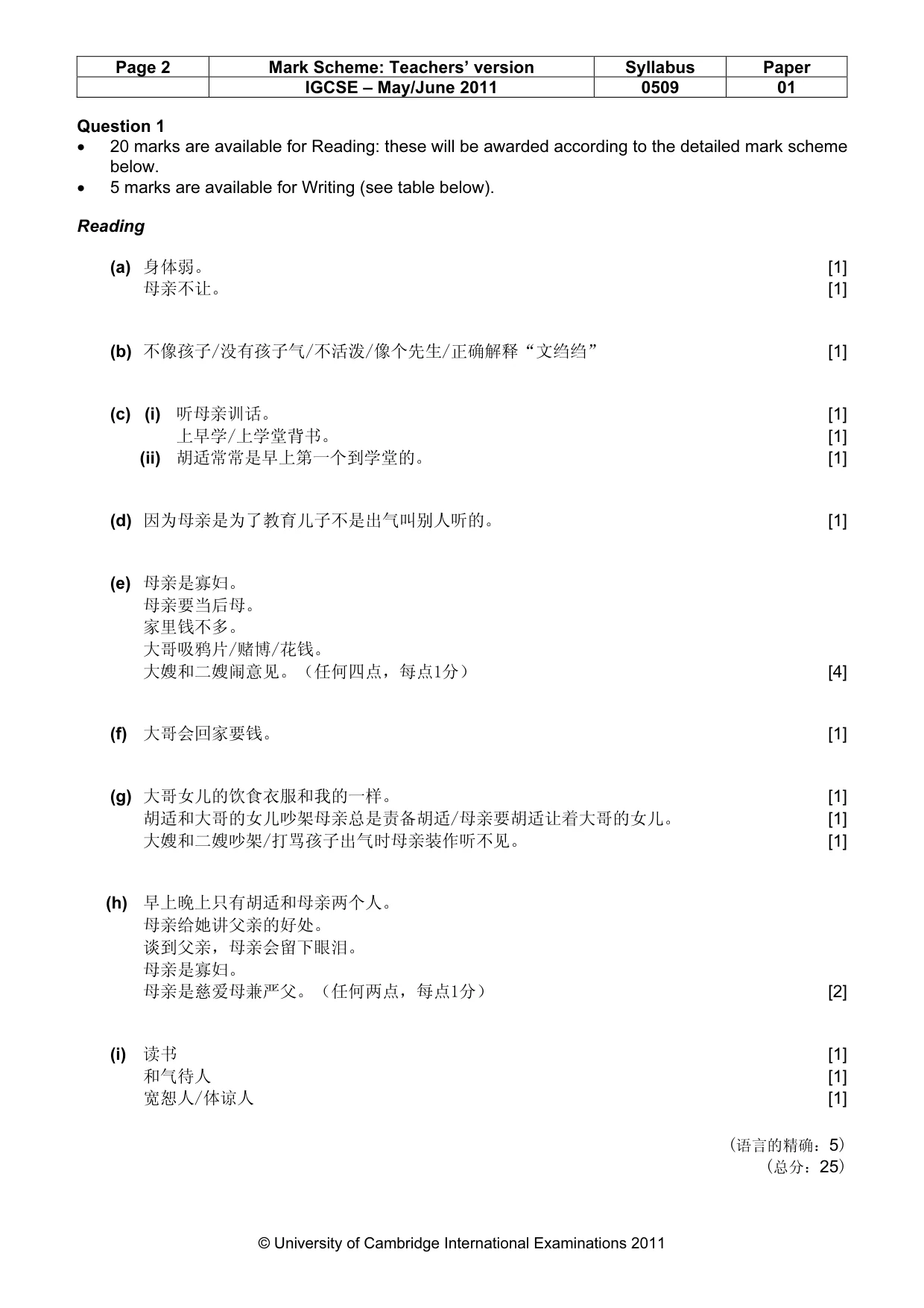 Mark scheme, page 2 of 4