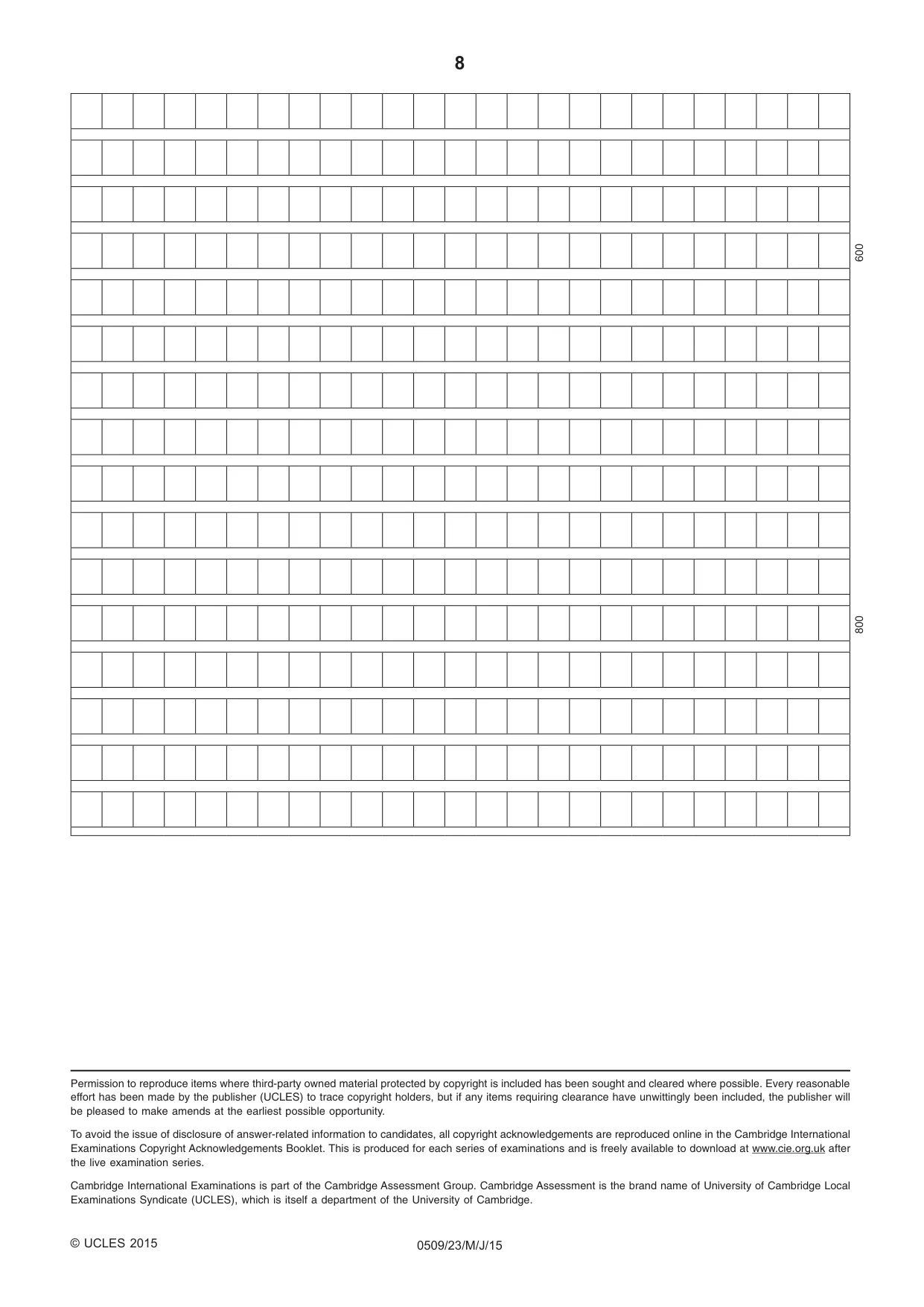 Cambridge IGCSE Chinese - First Language 0509 2015 May/June Paper 2 · Variant 3 question paper, page 8 of 8