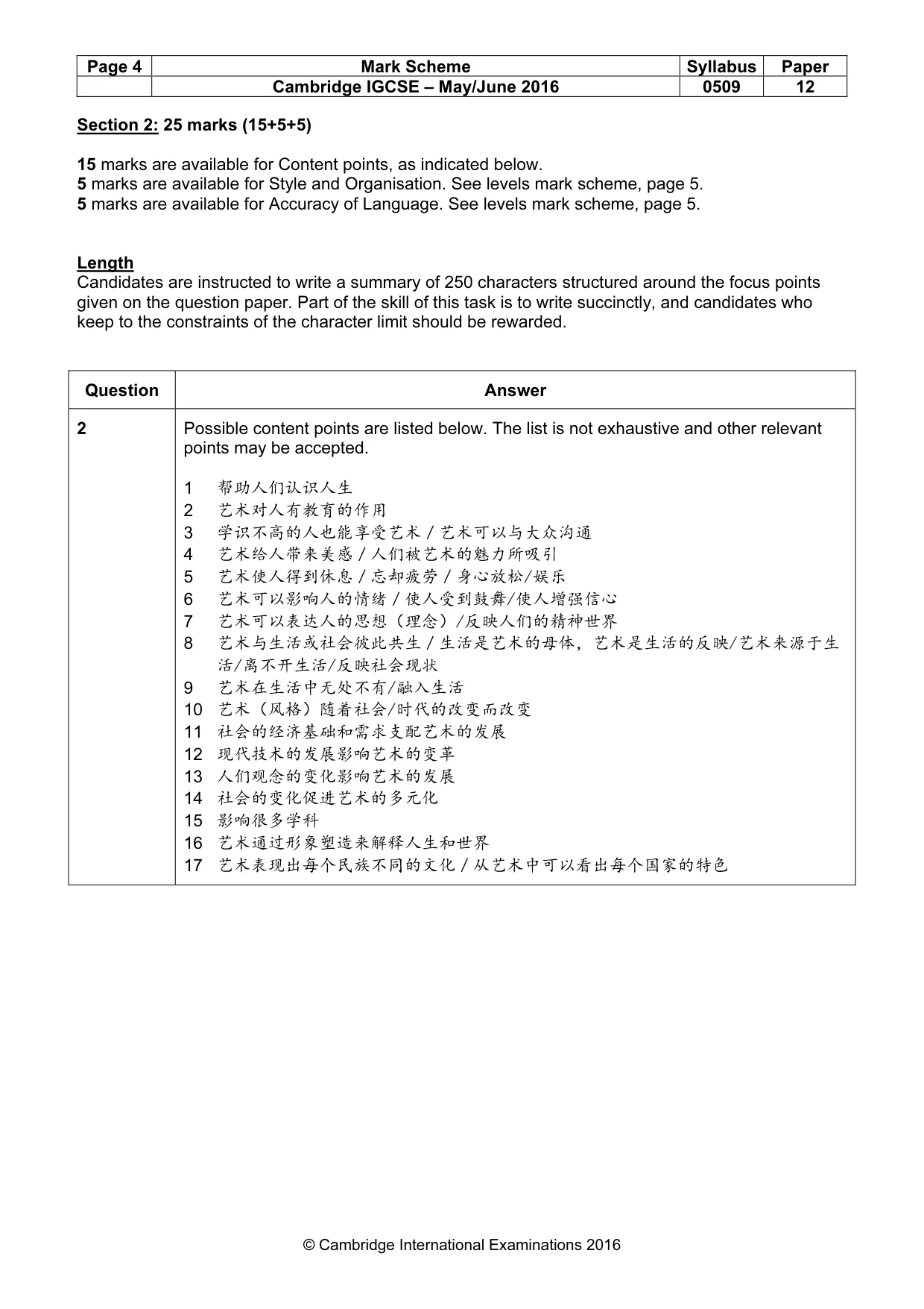 Mark scheme, page 4 of 5