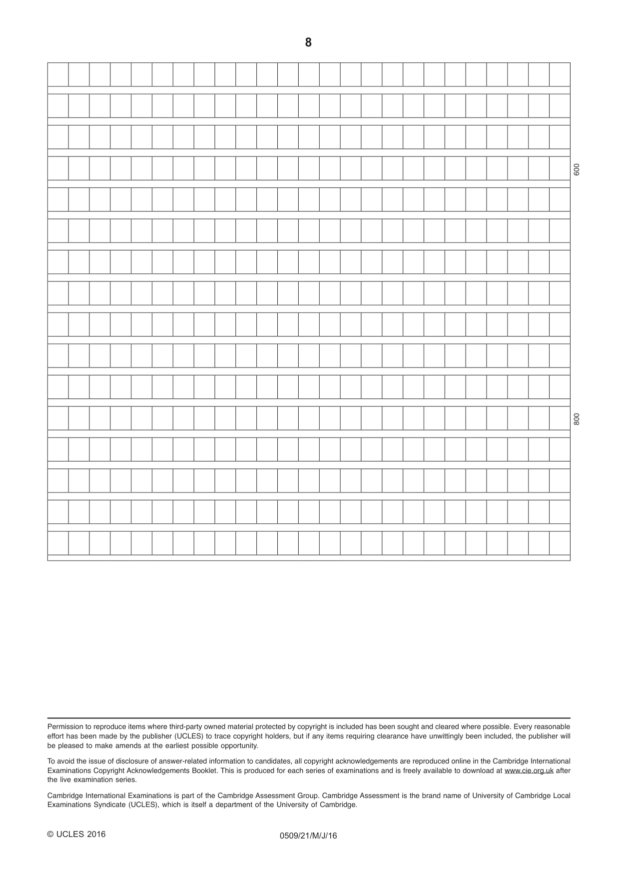 Cambridge IGCSE Chinese - First Language 0509 2016 May/June Paper 2 · Variant 1 question paper, page 8 of 8