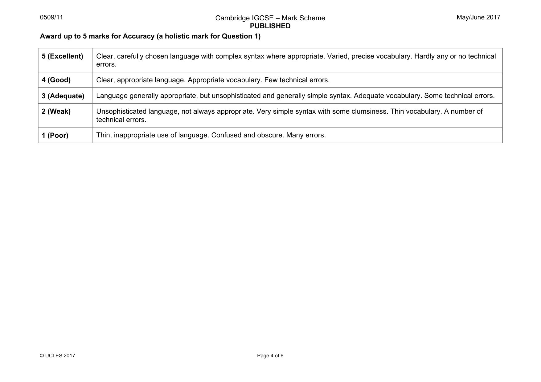 Mark scheme, page 4 of 6