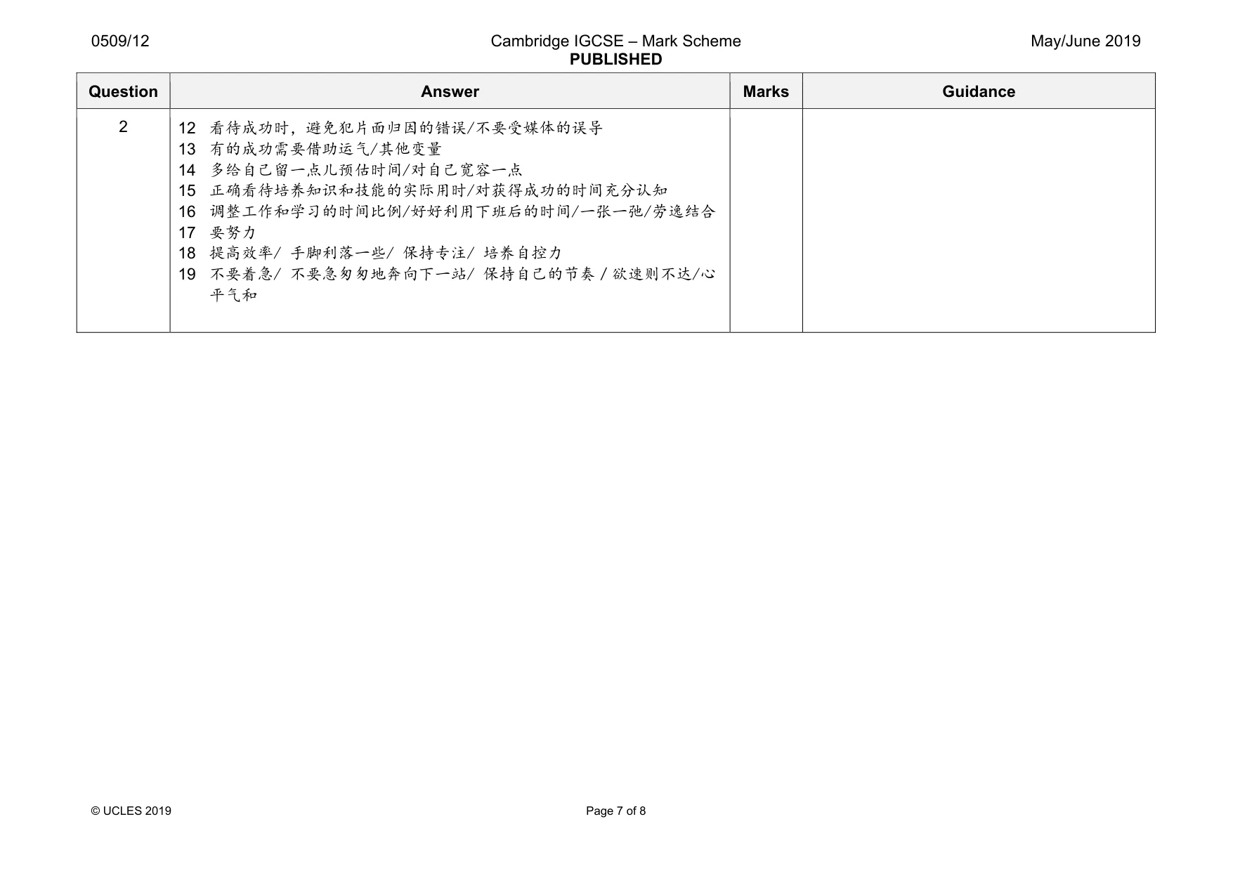 Mark scheme, page 7 of 8