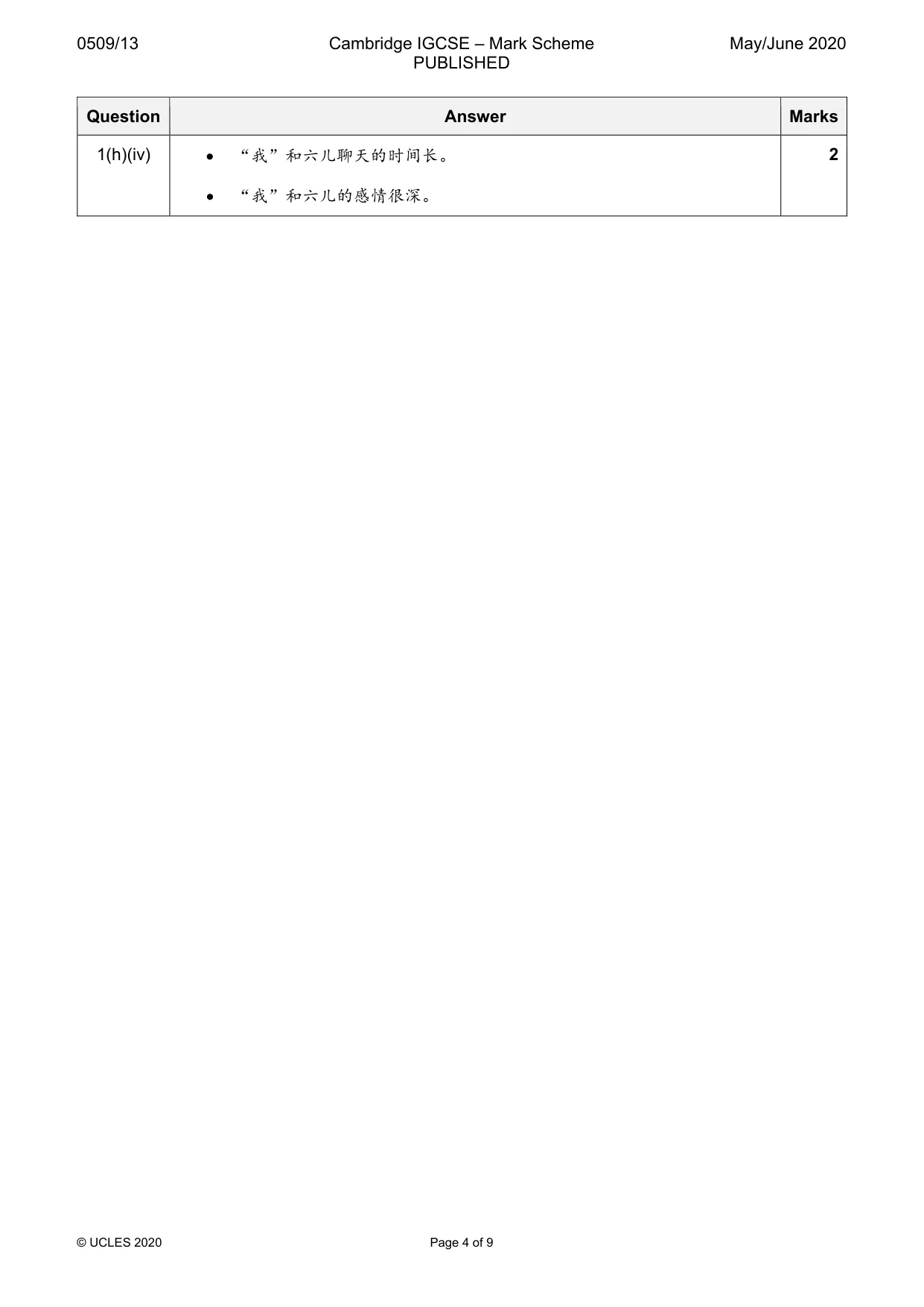 Mark scheme, page 4 of 9