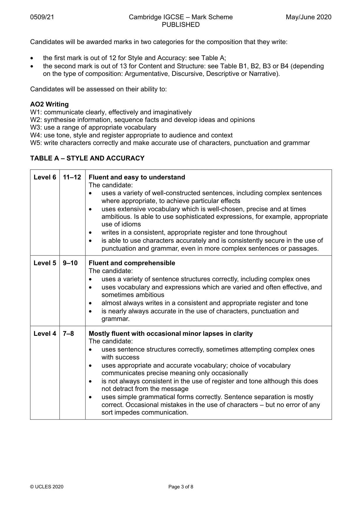 Mark scheme, page 3 of 8