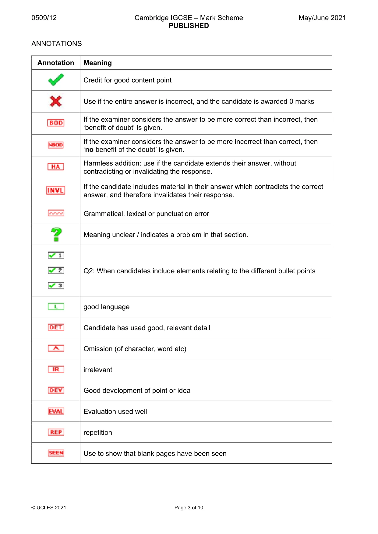 Mark scheme, page 3 of 10