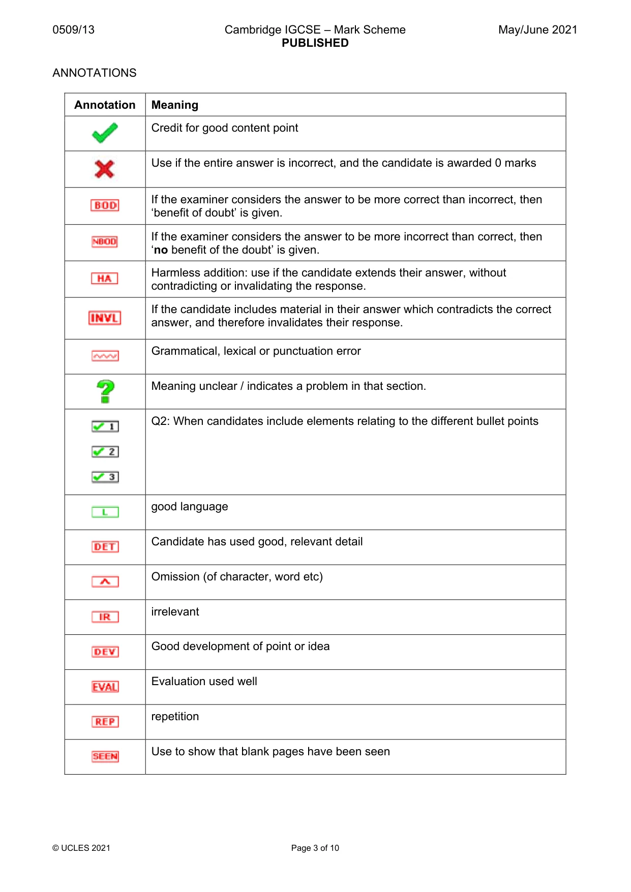 Mark scheme, page 3 of 10