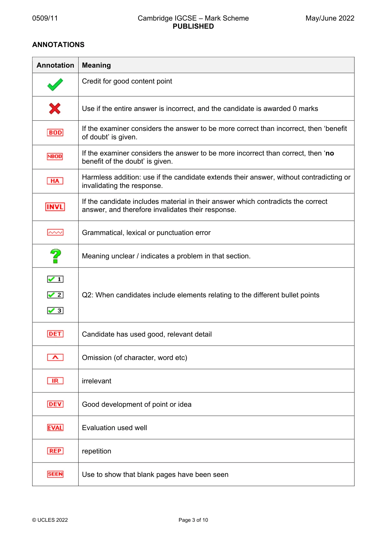 Mark scheme, page 3 of 10